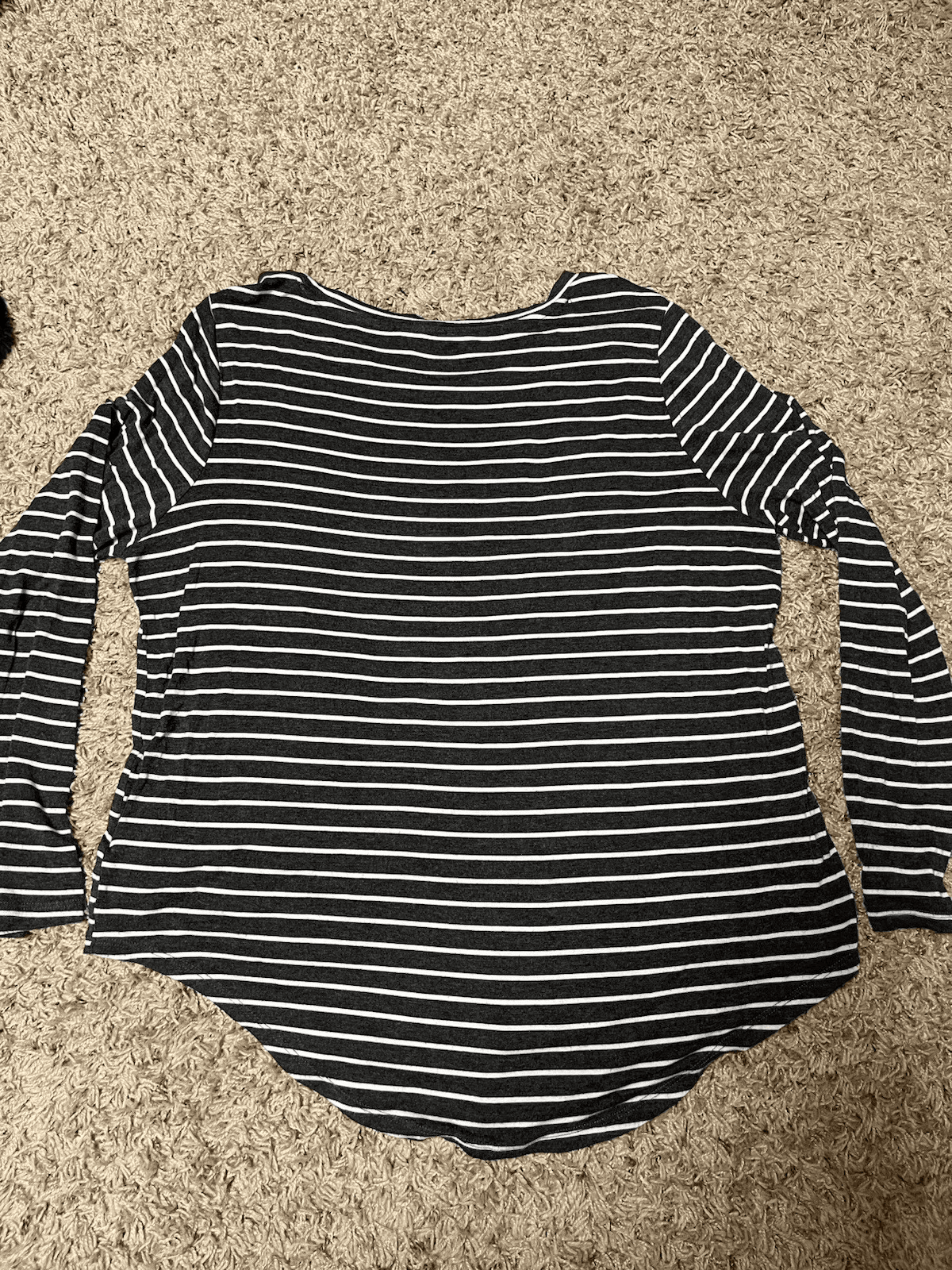 Olivia Sky dark gray white long sleeve striped shirt XL - Thumbnail 5