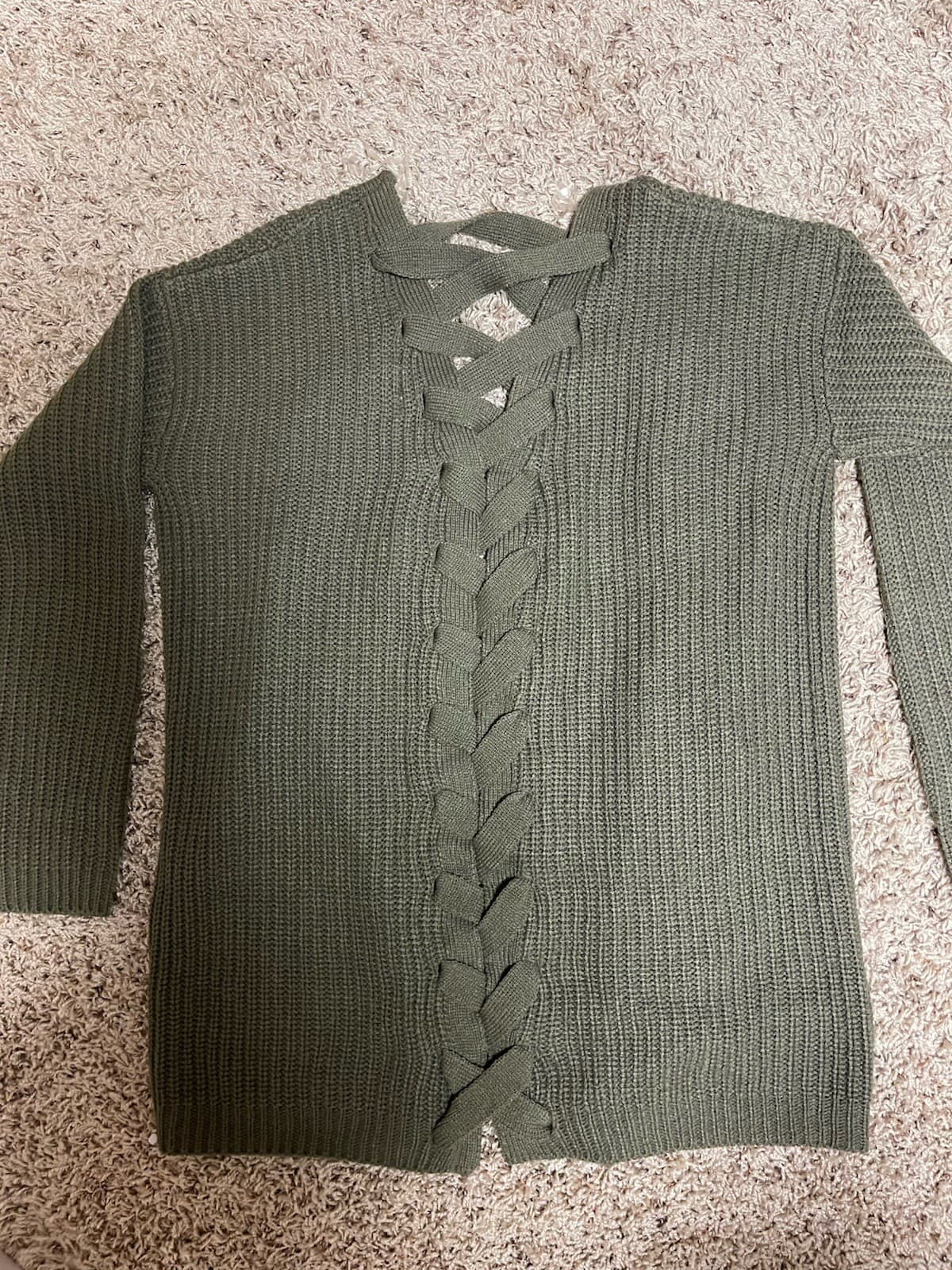 Derek Heart olive army green cardigan Med - Thumbnail 7
