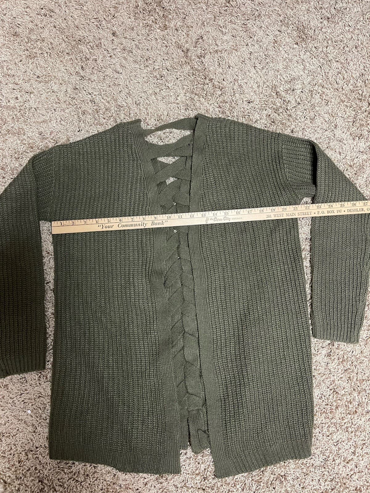 Derek Heart olive army green cardigan Med - Thumbnail 2
