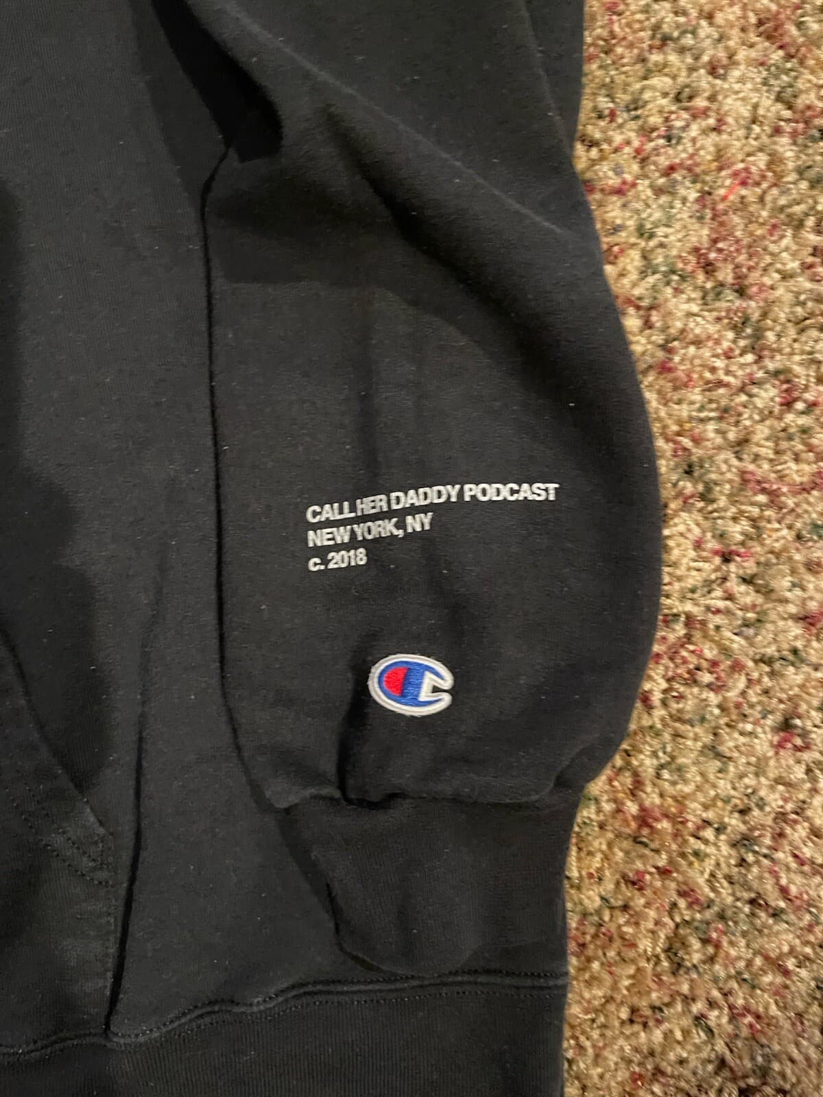 degrade me Call her Daddy Podcast Champion black hoodie sweatshirt 2XL - Thumbnail 4