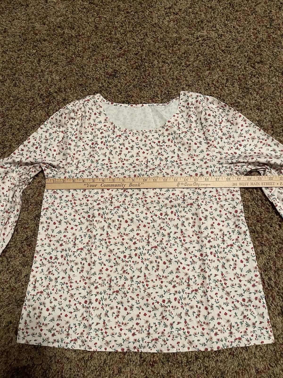 Ivory pullover blouse shirt top with tiny floral pattern M - NEW - Thumbnail 2