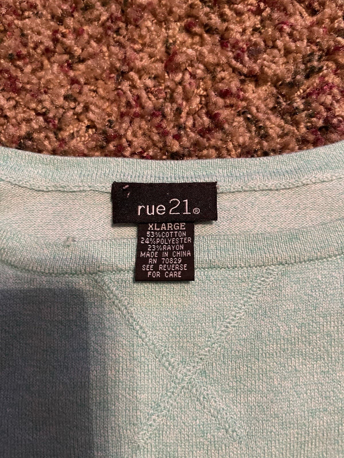 rue21 Mint green/ivory lightweight sweater shirt top XL - Thumbnail 2