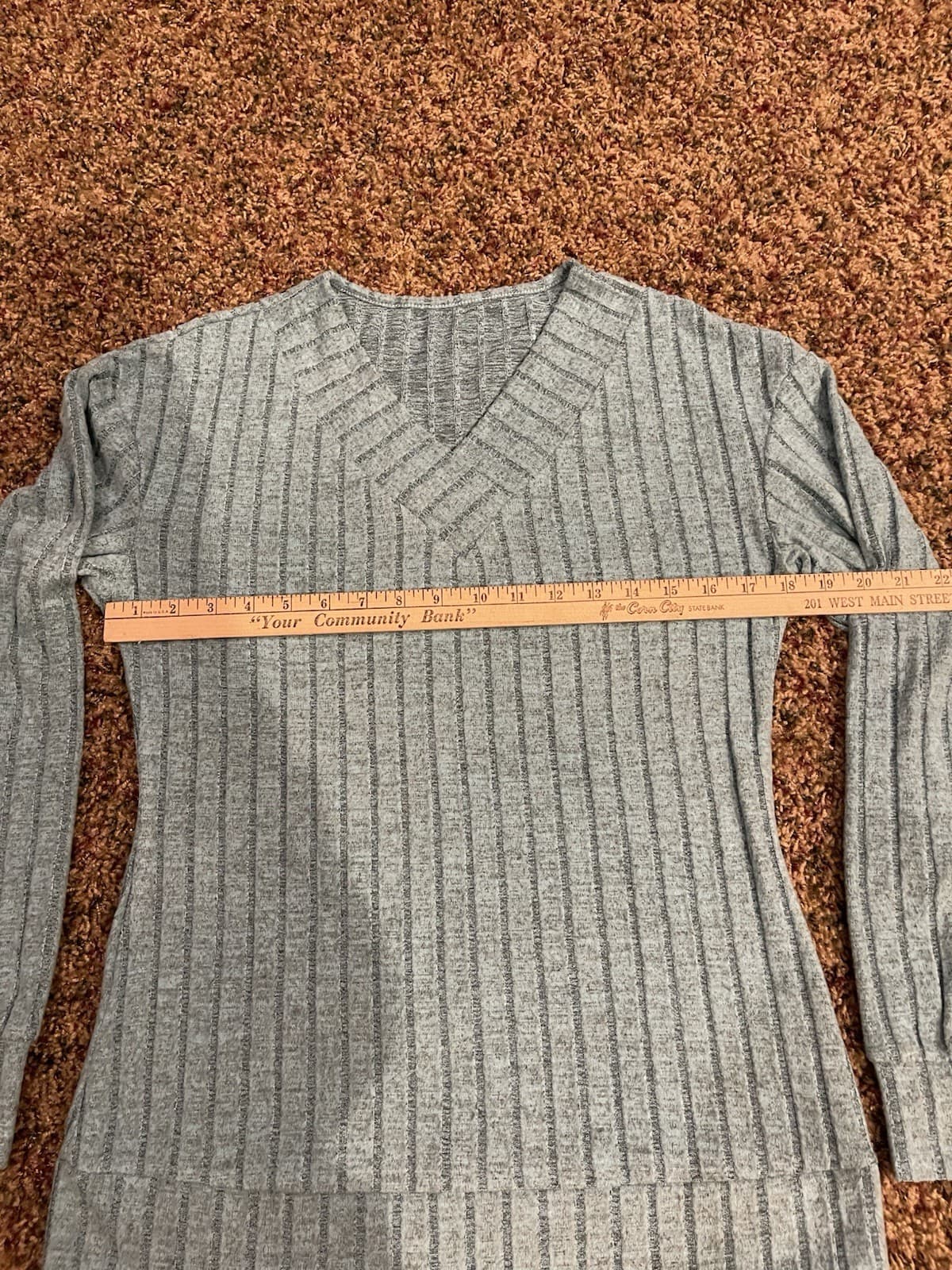 Aqua ribbed V-neck shirt top sweater Med - NWOT - Thumbnail 2