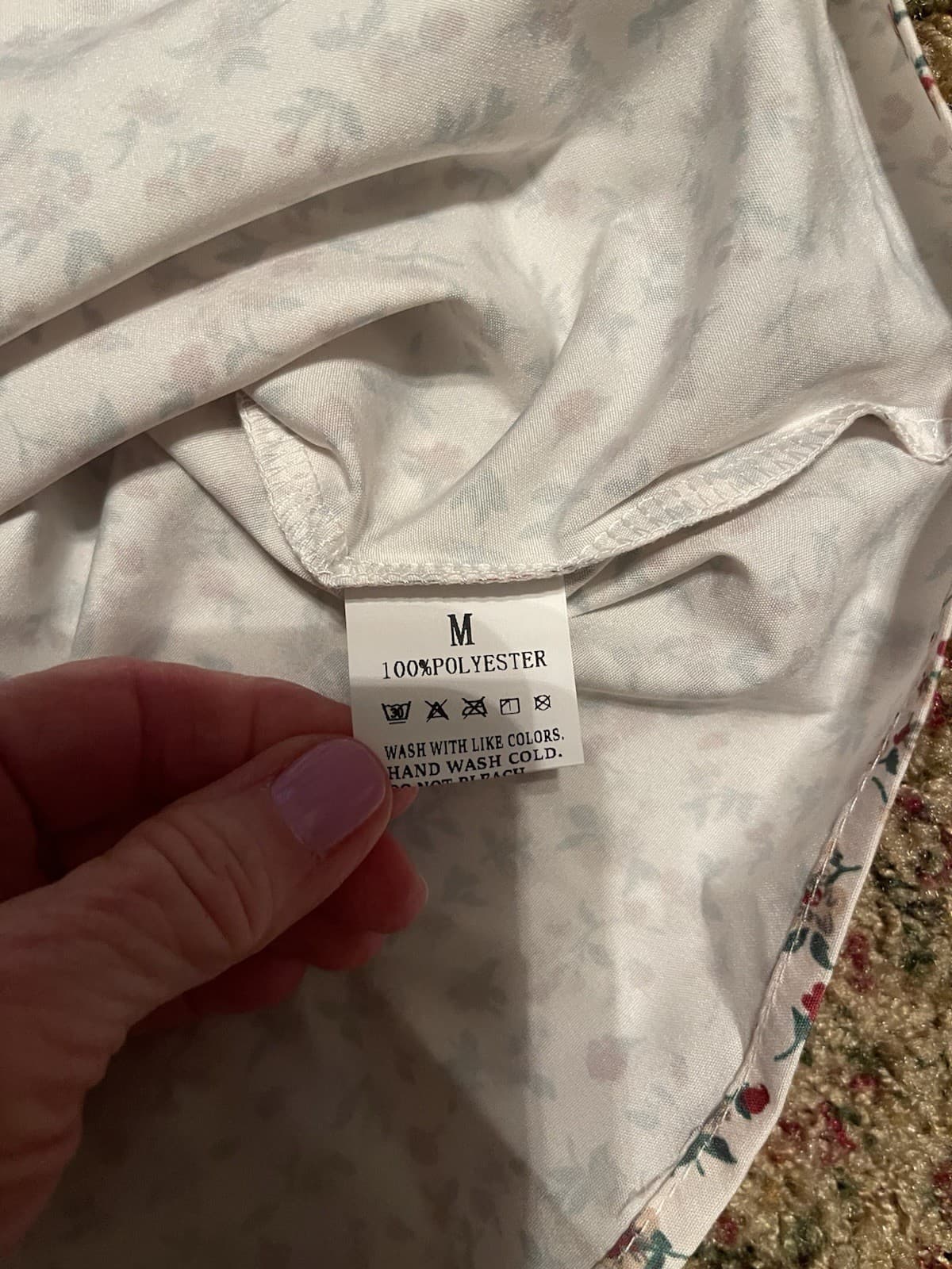 Ivory pullover blouse shirt top with tiny floral pattern M - NEW - Thumbnail 4