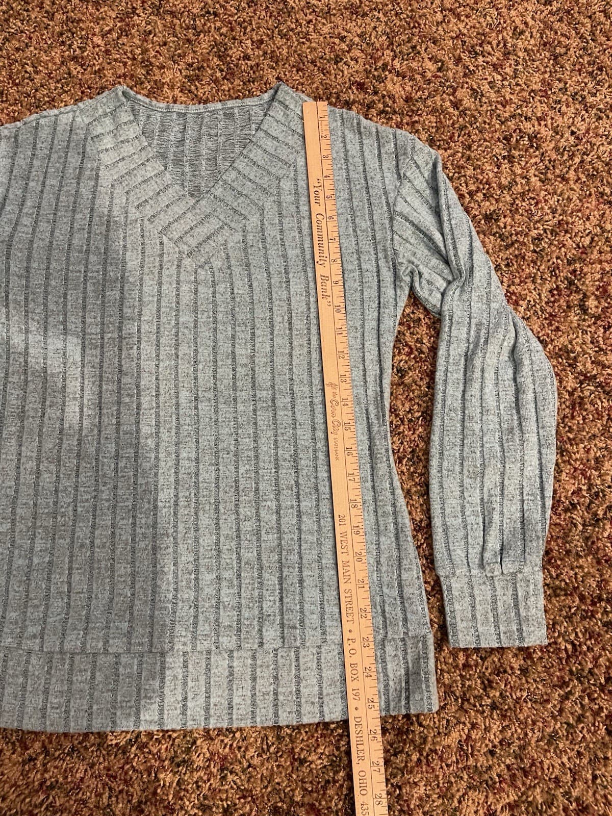 Aqua ribbed V-neck shirt top sweater Med - NWOT - Thumbnail 3