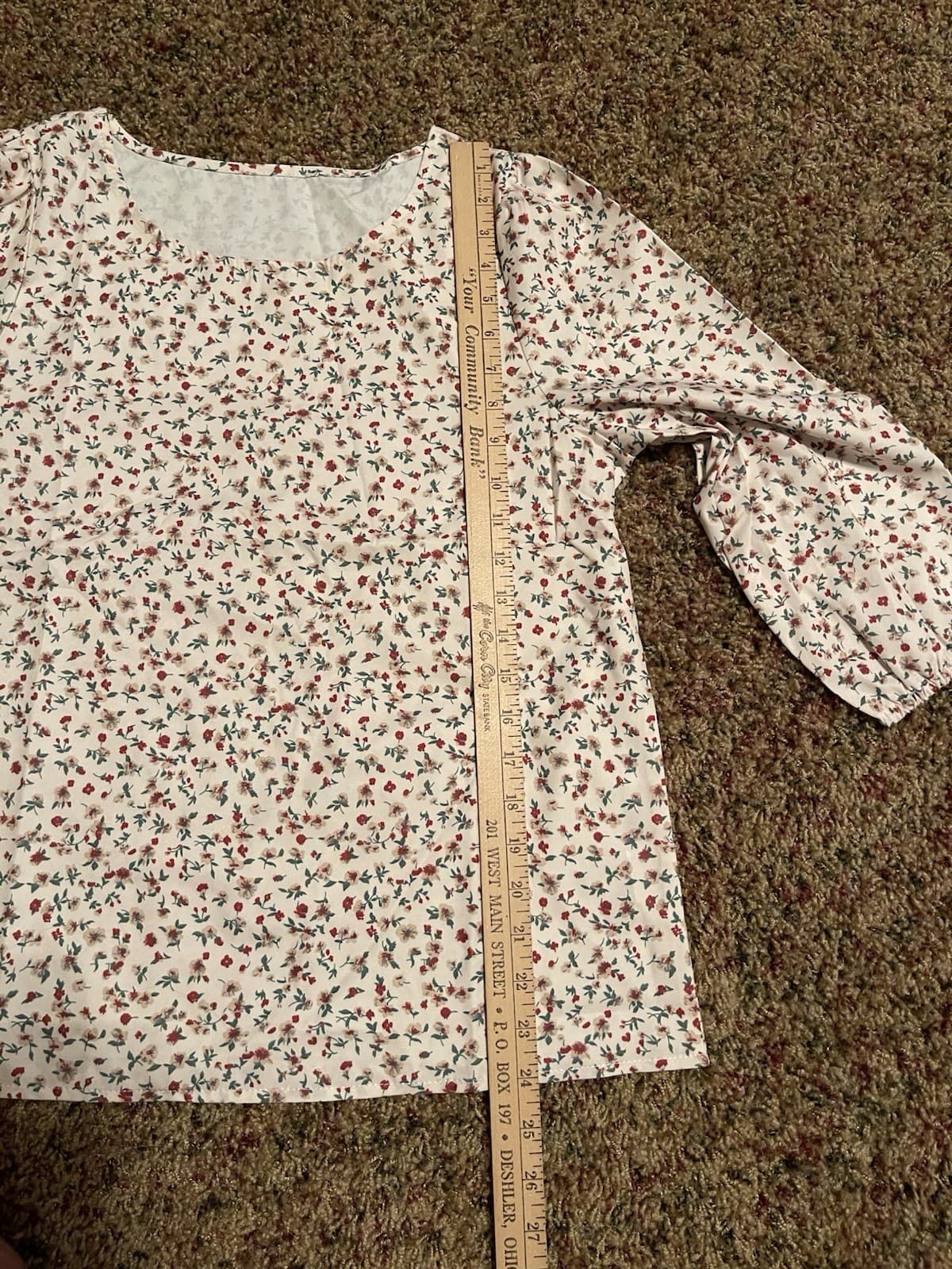 Ivory pullover blouse shirt top with tiny floral pattern M - NEW - Thumbnail 3