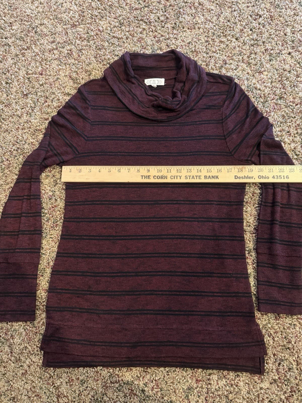 Pink Rose long tunic cowl neck shirt Maroon Black stiped XL - Thumbnail 4