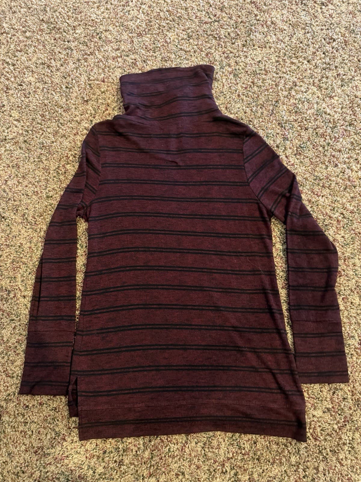 Pink Rose long tunic cowl neck shirt Maroon Black stiped XL - Thumbnail 7
