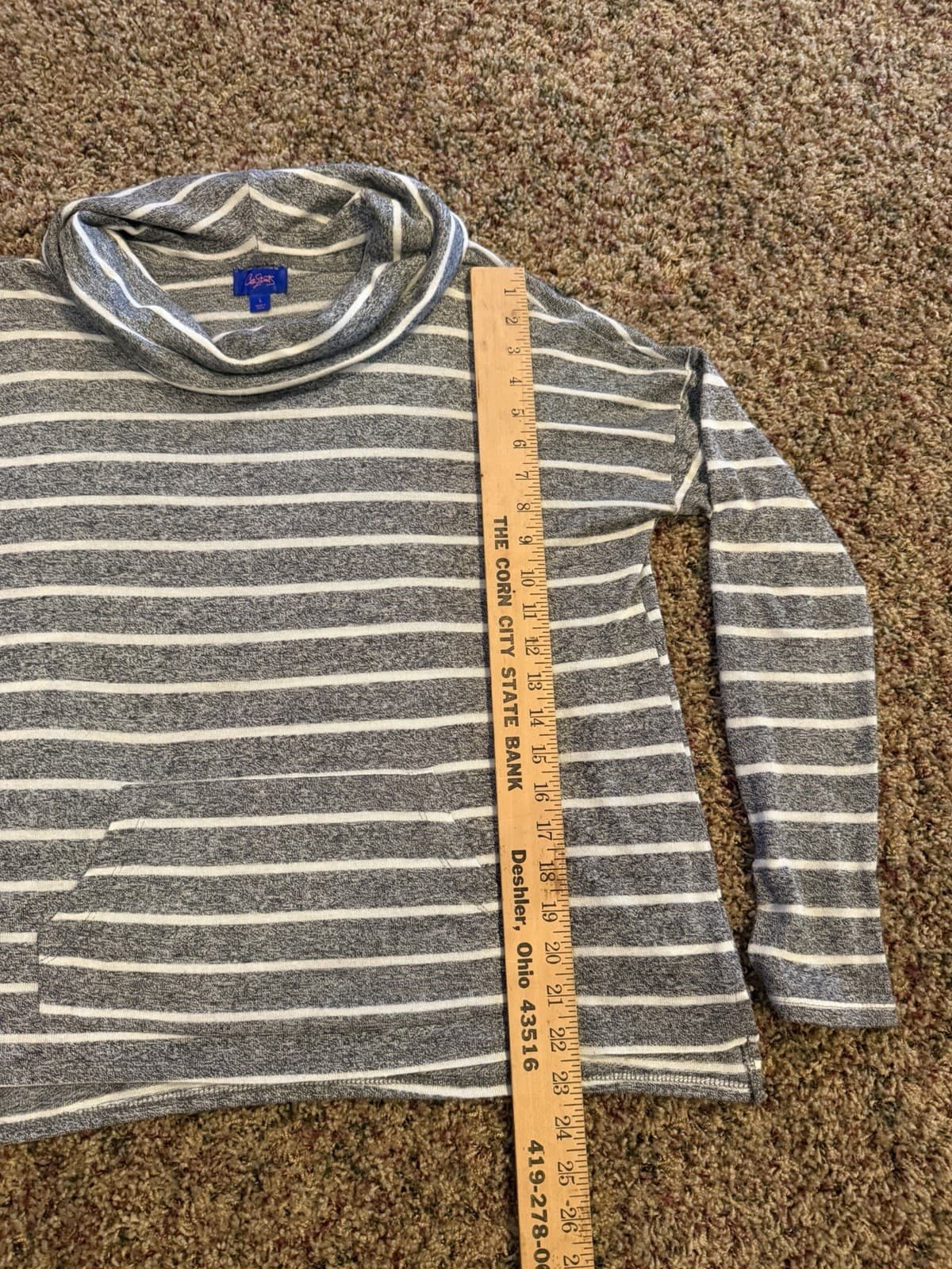 City Street cowl neck black white heathered striped shirt Large - Thumbnail 5