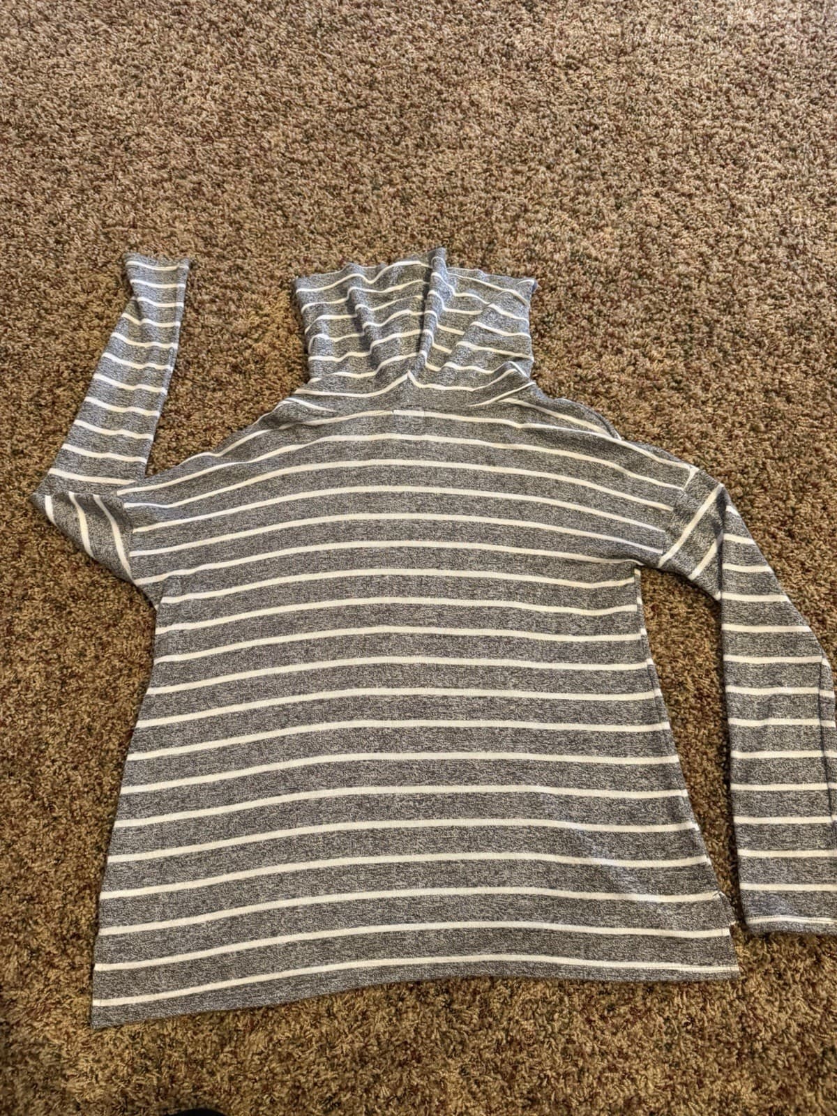 City Street cowl neck black white heathered striped shirt Large - Thumbnail 6