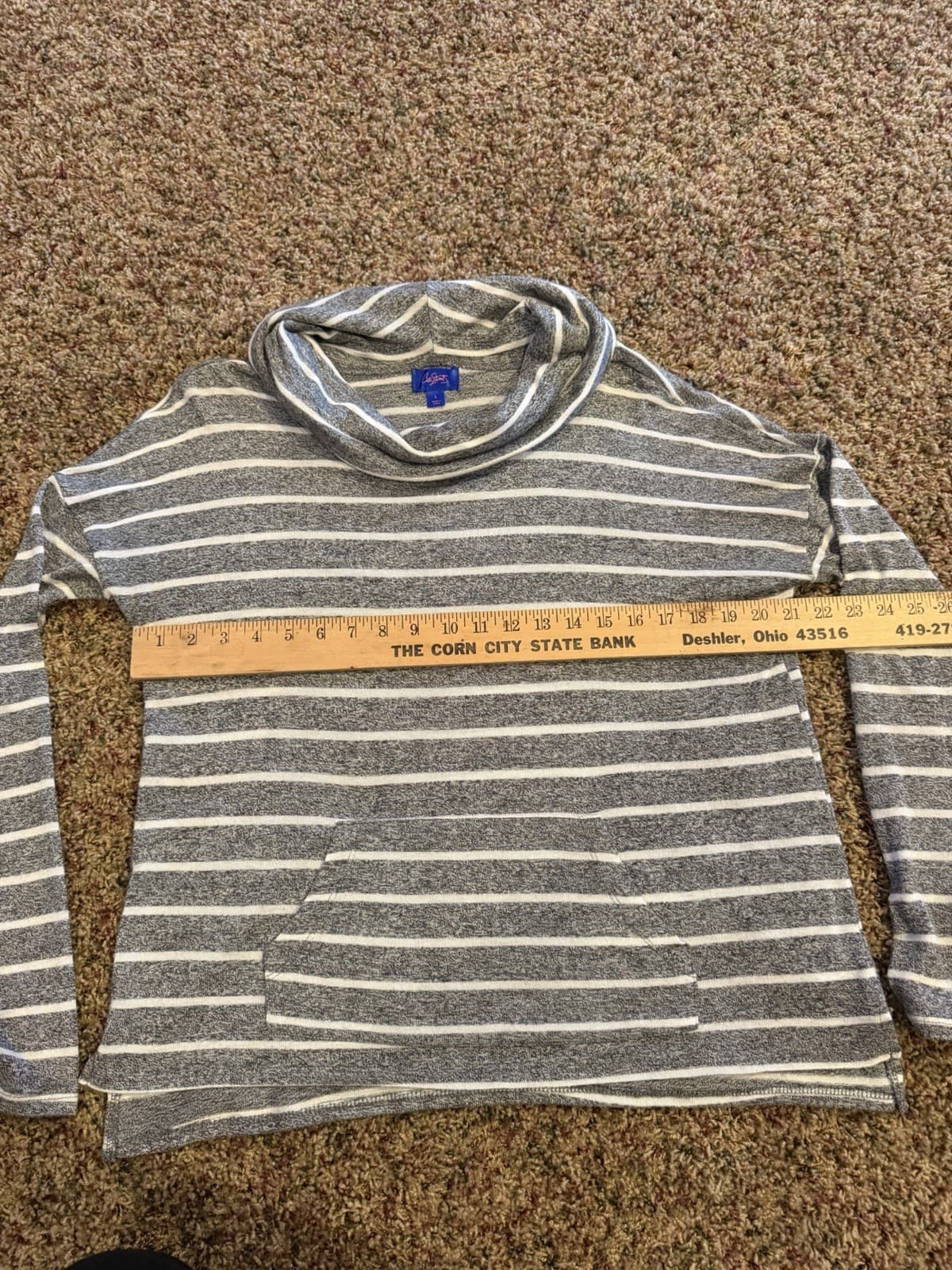 City Street cowl neck black white heathered striped shirt Large - Thumbnail 4