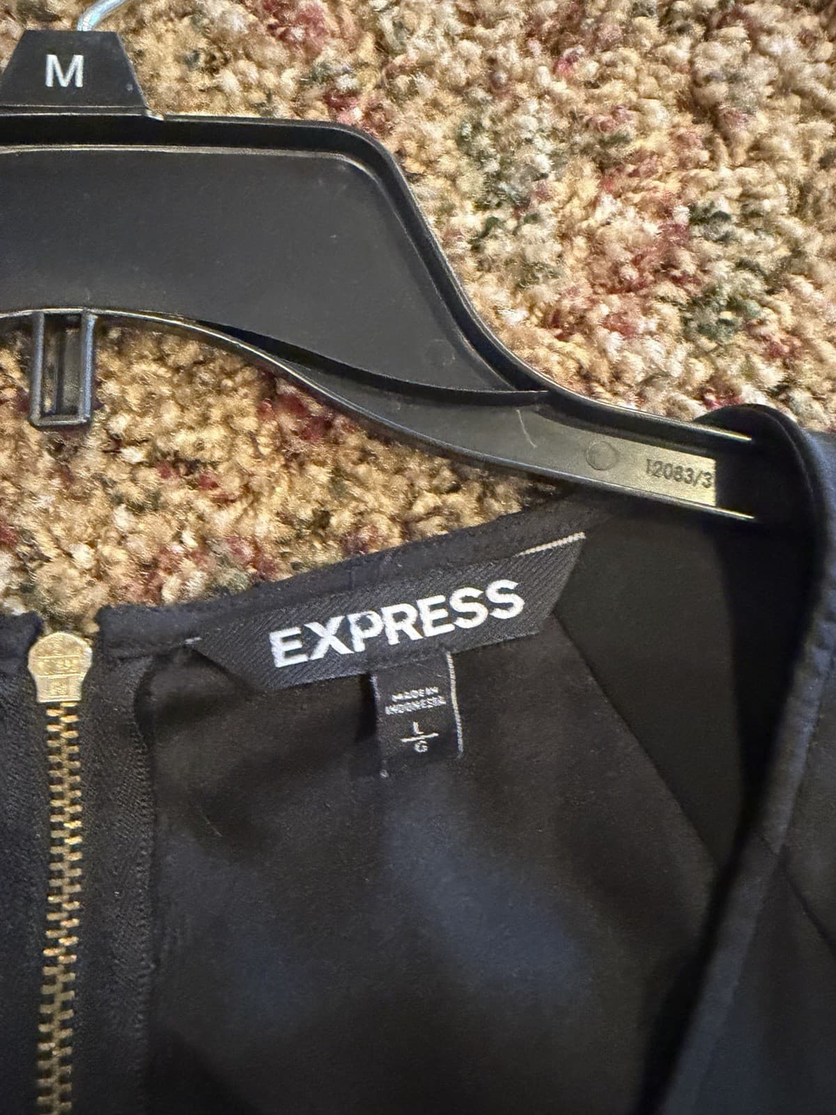 Express short sleeve back zip shiny gold stud accent shirt Large - Thumbnail 2