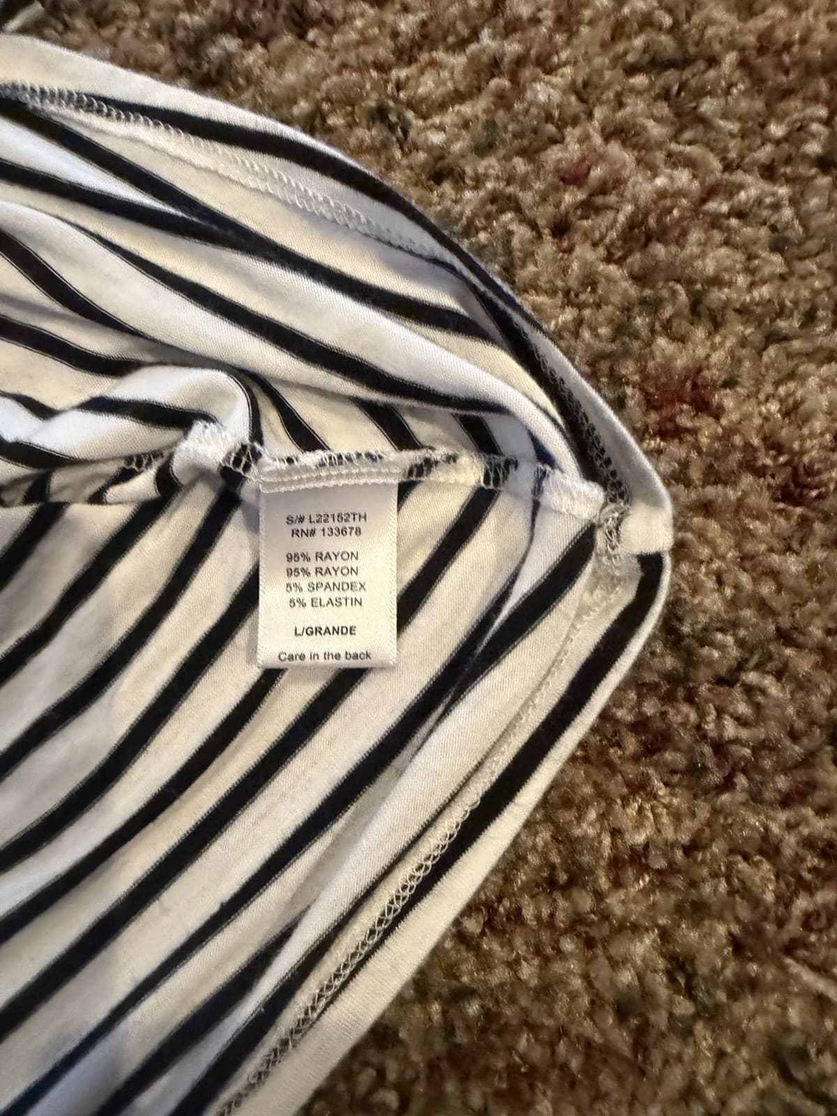 Love Tree White Black striped tunic 3/4 sleeve top shirt Large - Thumbnail 7