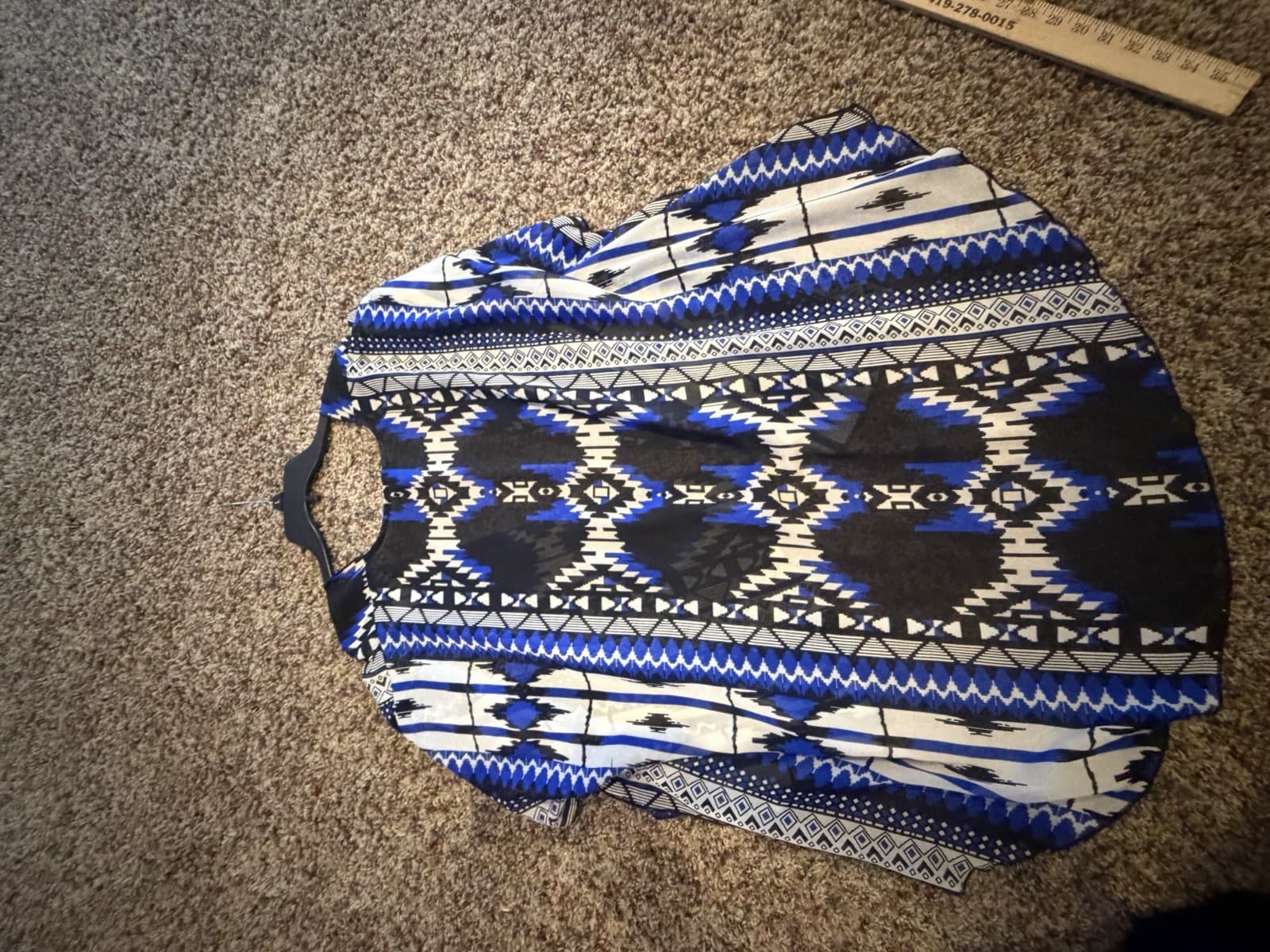 rue21 aztec coverup flowy shawl blue black Med - Thumbnail 8