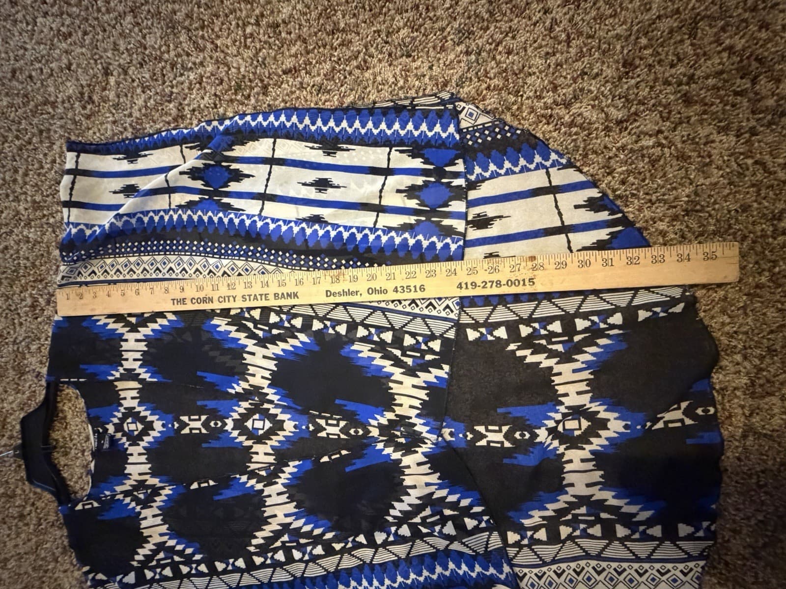 rue21 aztec coverup flowy shawl blue black Med - Thumbnail 6