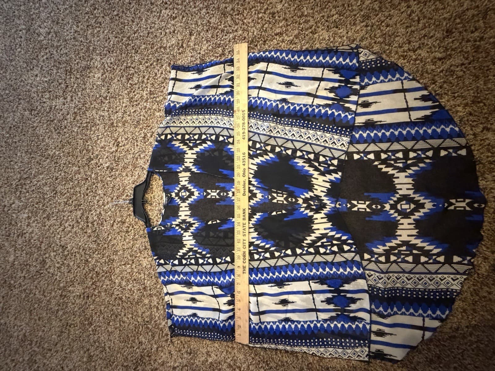 rue21 aztec coverup flowy shawl blue black Med - Thumbnail 3