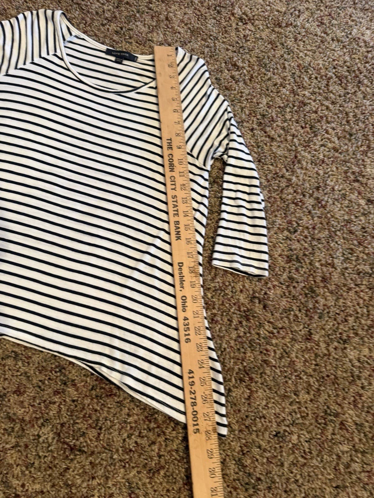 Love Tree White Black striped tunic 3/4 sleeve top shirt Large - Thumbnail 6