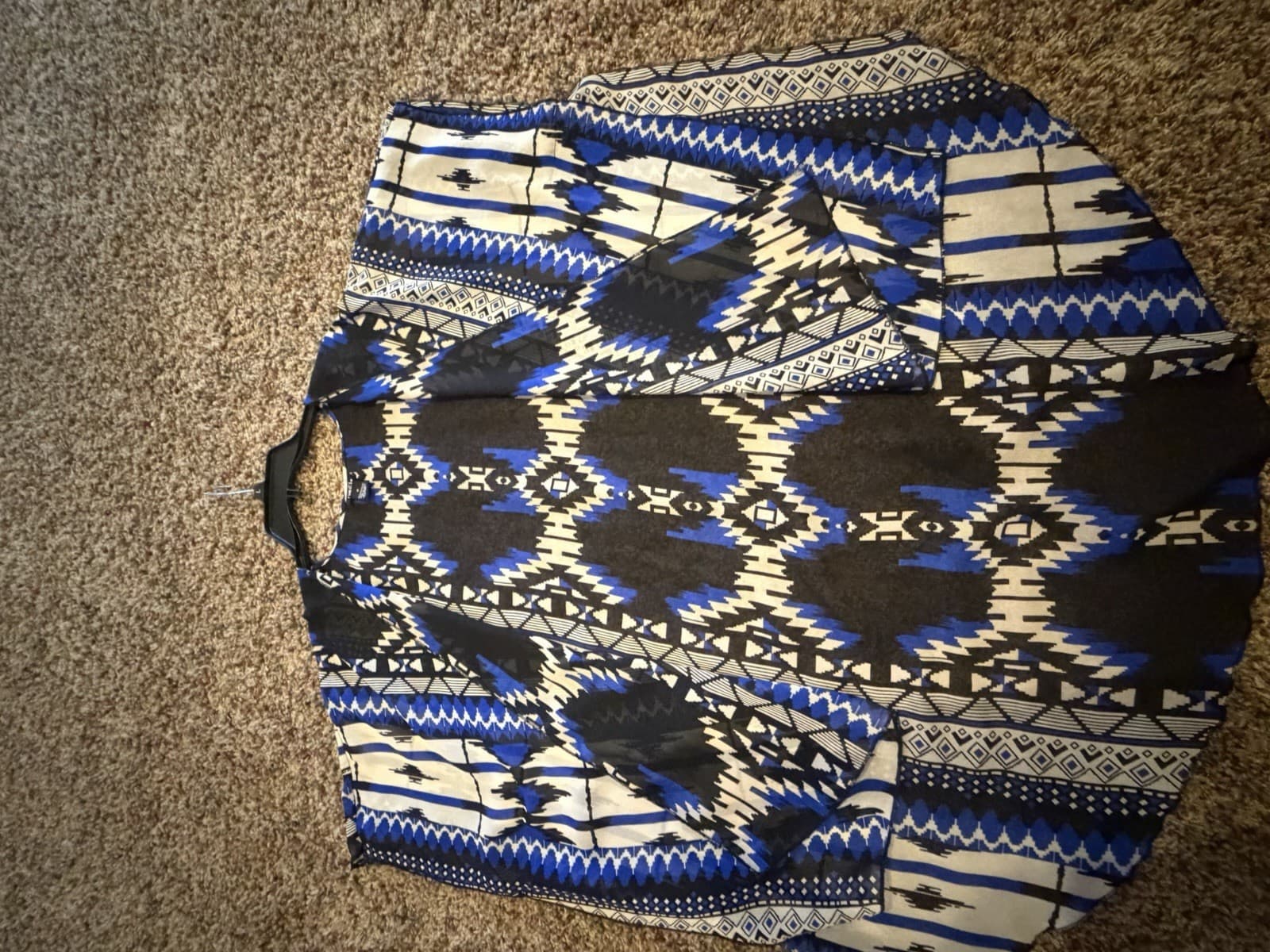 rue21 aztec coverup flowy shawl blue black Med - Thumbnail 7