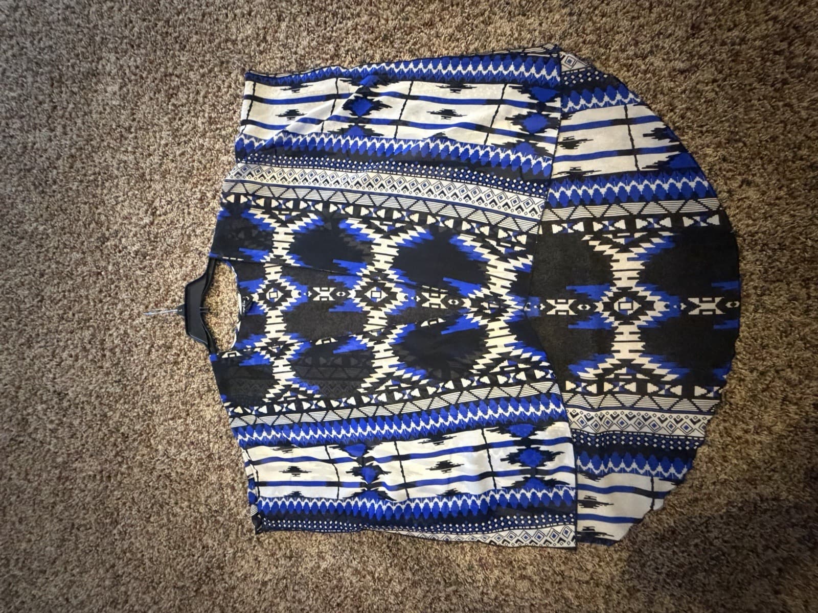 rue21 aztec coverup flowy shawl blue black Med - Thumbnail 2