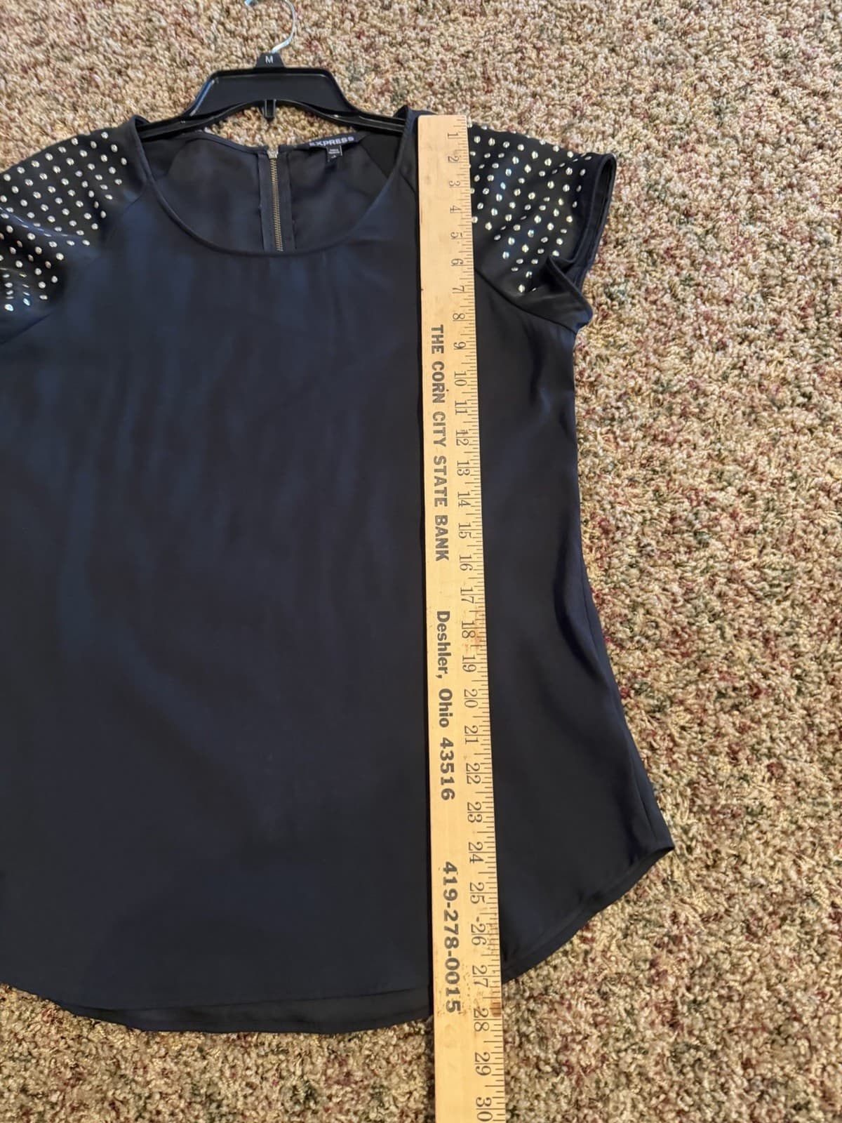 Express short sleeve back zip shiny gold stud accent shirt Large - Thumbnail 4