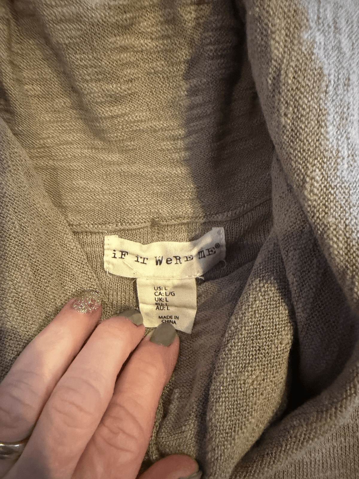 If It Were Me long tunic tan cowl neck lightweight sweater Large - Thumbnail 3