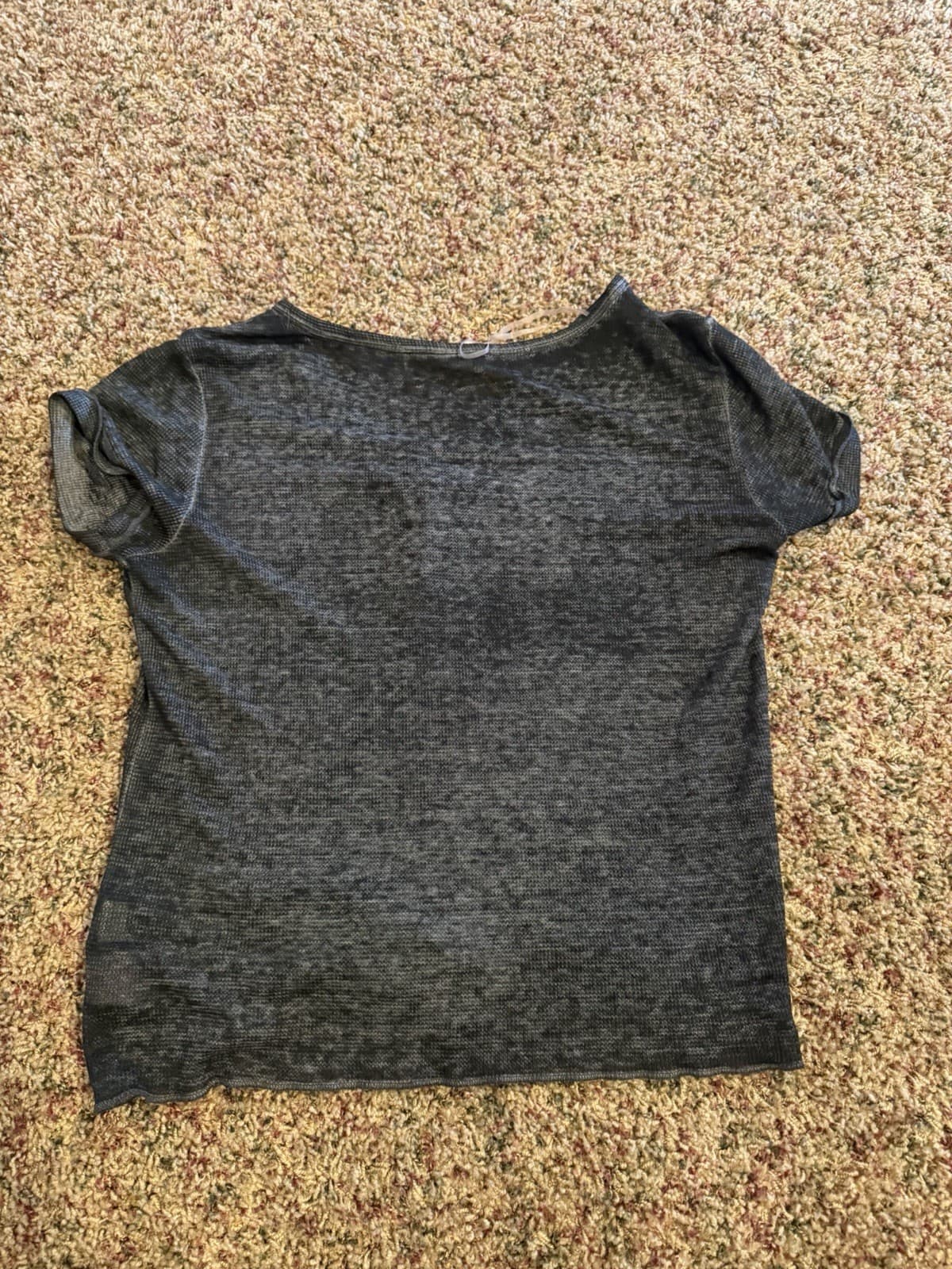 No Boundaries short sleeve heathered black button tie waist Vneck shirt XL - Thumbnail 7