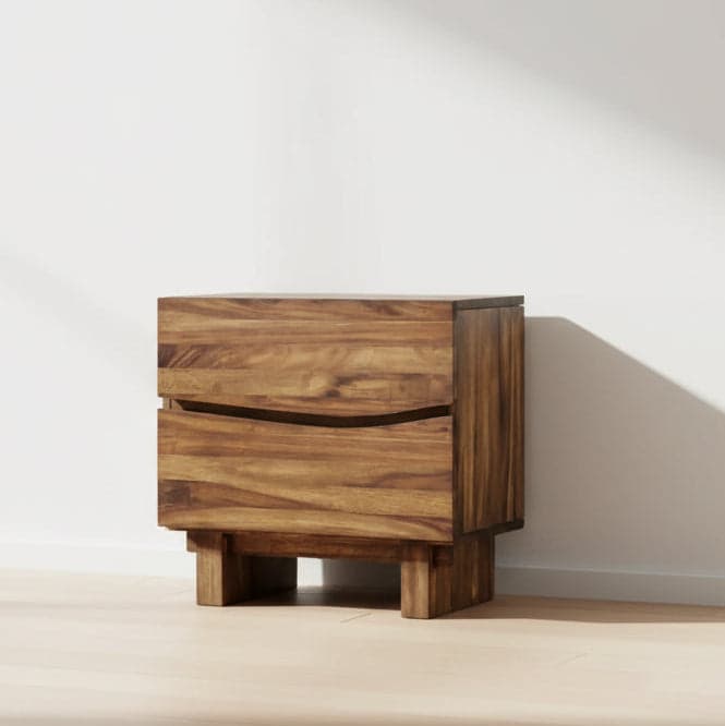 Modus Ocean Two Drawer Solid Wood Nightstand in Natural Sengon 4 FFE-1489