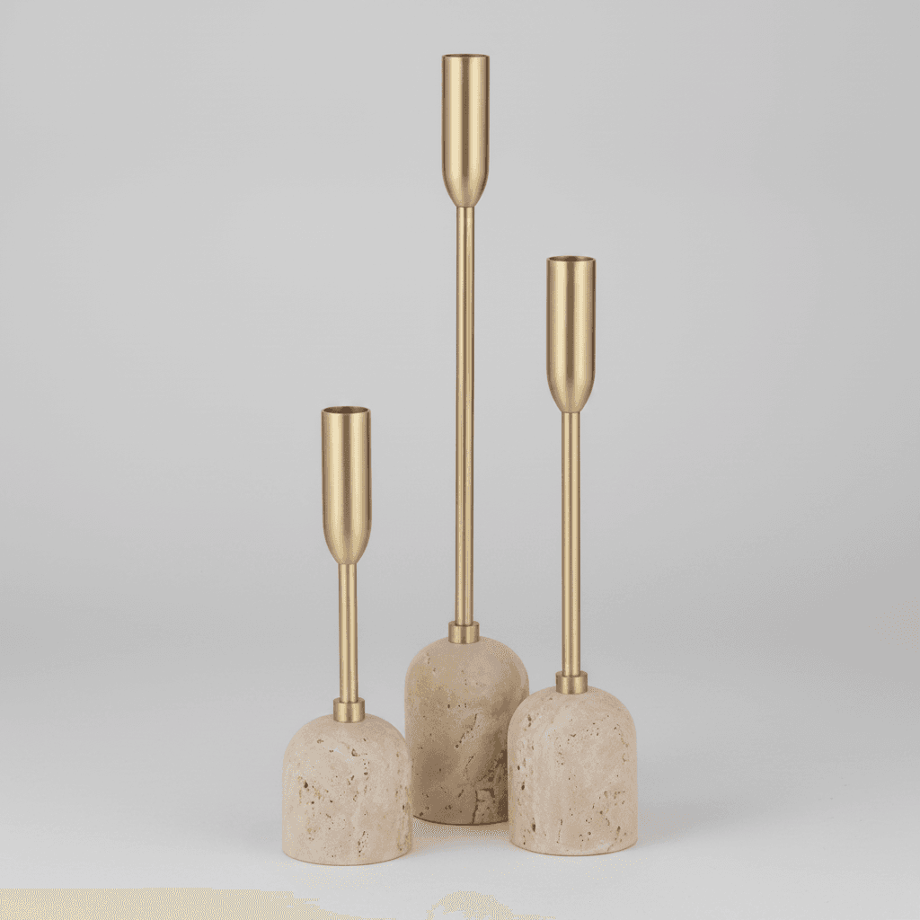 Renwil CAN184 Vesta Satin Brass Tapered Candle Holder Set of 3 FFE-1275 - Thumbnail 3