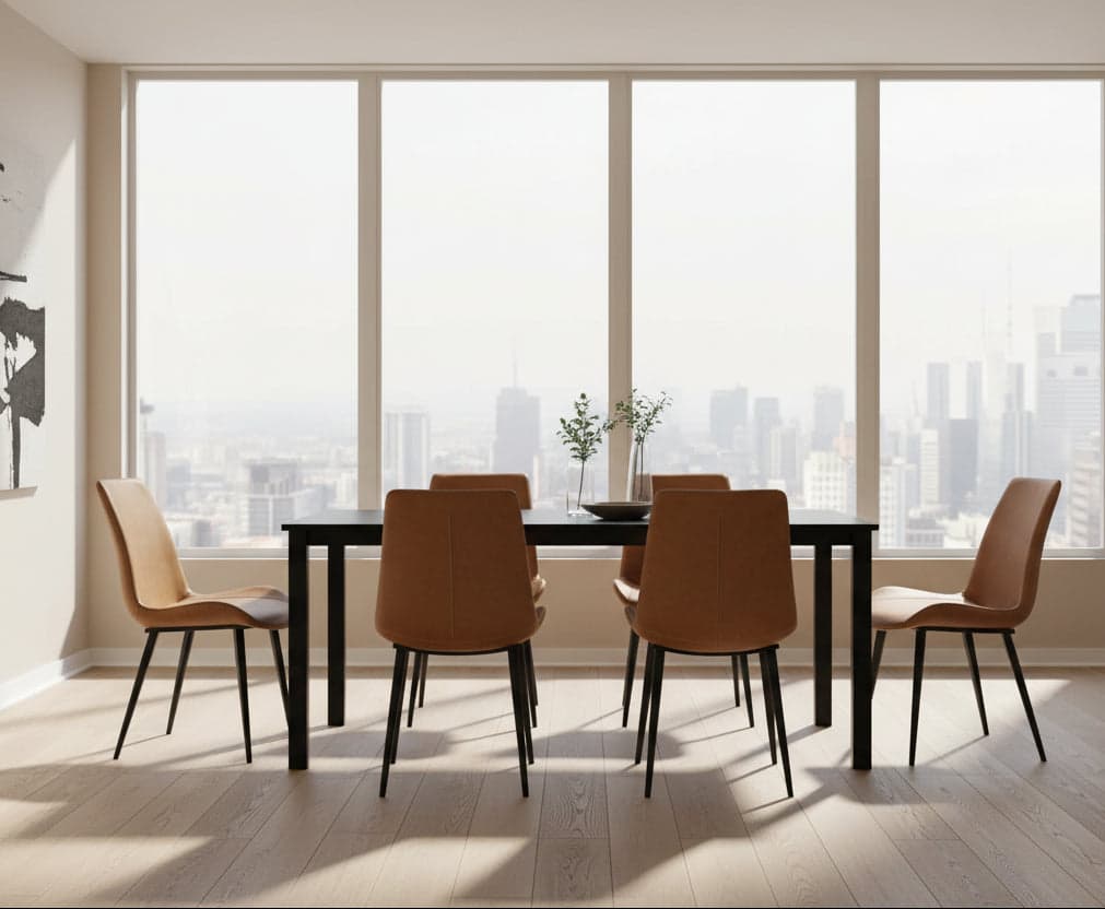 Modus Pair (2) Nicoya Upholstered Dining Chair in Buckskin Synthetic Leather & Black 6 FFE-1478 - Thumbnail 5
