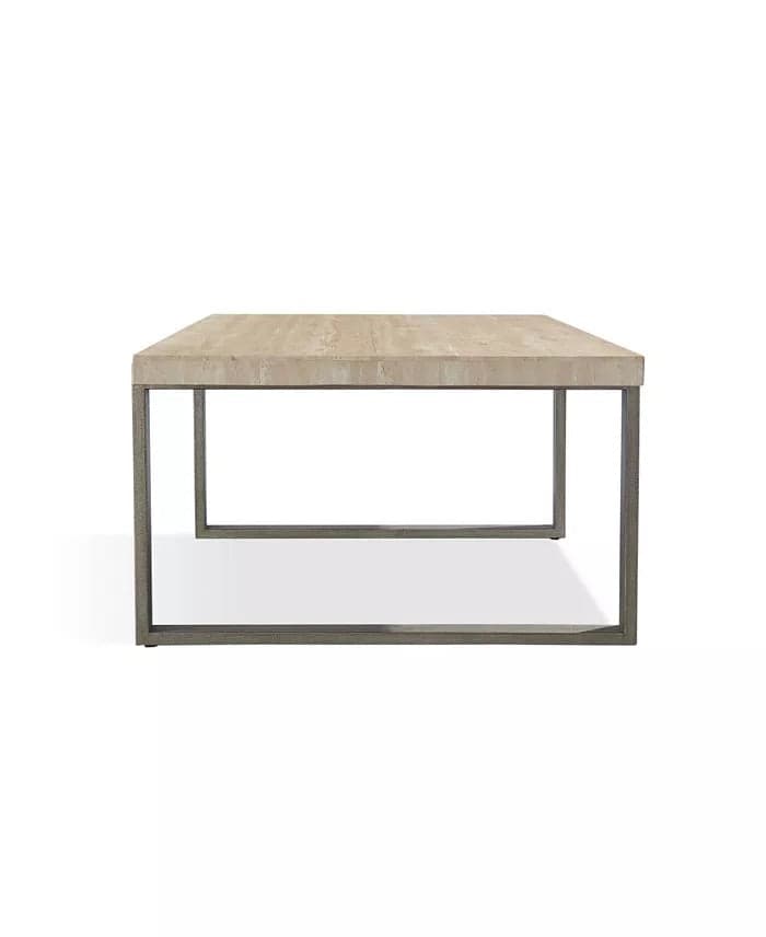 Modus Ariela Natural Travertine Coffee Table with Bronze Metal Base FFE-1525 - Thumbnail 4