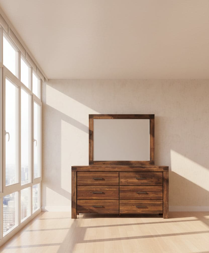 Modus Meadow Six Drawer Solid Wood Dresser in Brick Brown 2 FFE-1496