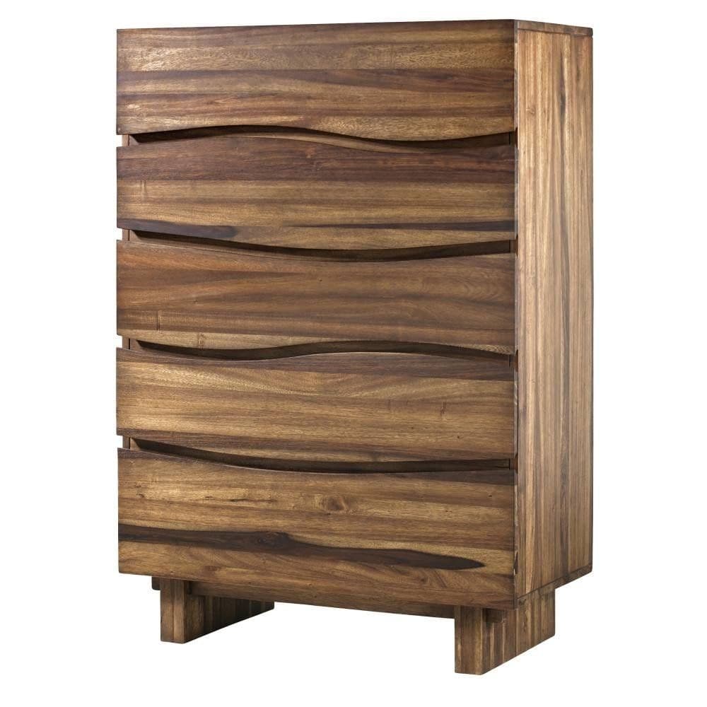 Modus Ocean Five Drawer Solid Wood Dresser Chest in Natural Sengon FFE-1483 - Thumbnail 3