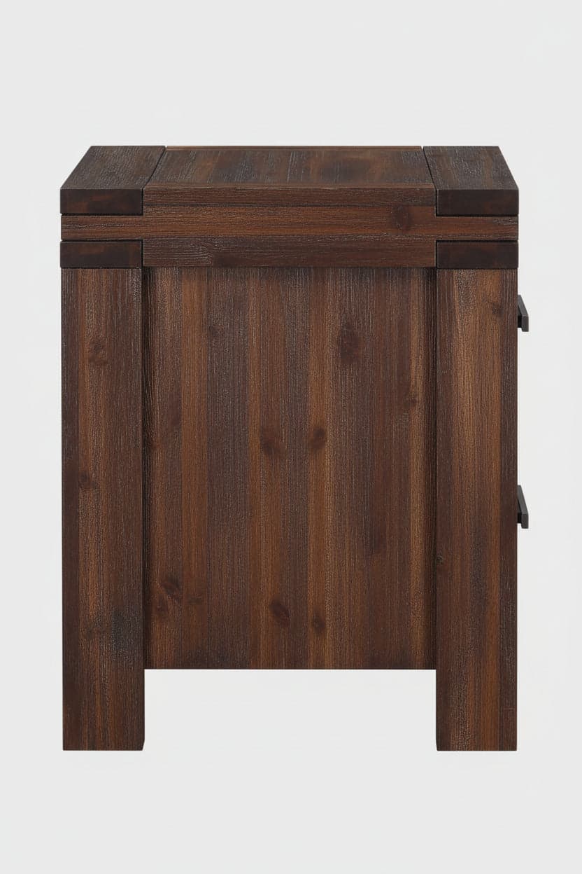 Modus Meadow Two Drawer Solid Wood Nightstand in Brick Brown 8 FFE-1474 - Thumbnail 3