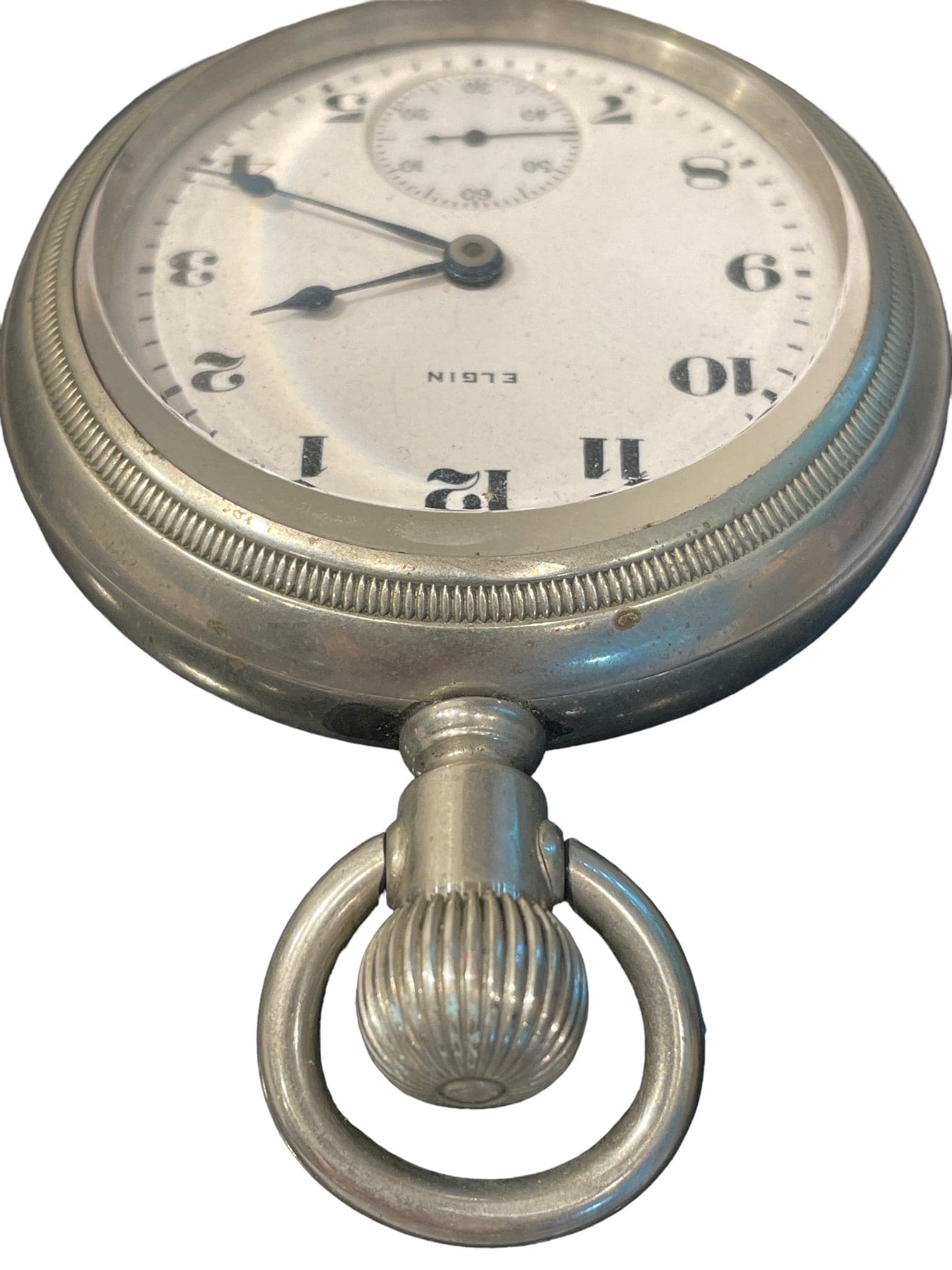 Silverode 1921 Railroad Elgin Stainless Steel Pocket Watch HH191-2 - Thumbnail 2