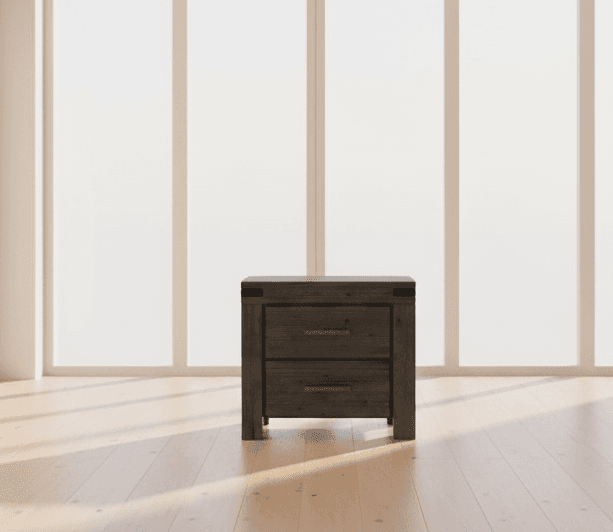 Modus Meadow Solid Wood Two Drawer Nightstand in Graphite 10 FFE-1484