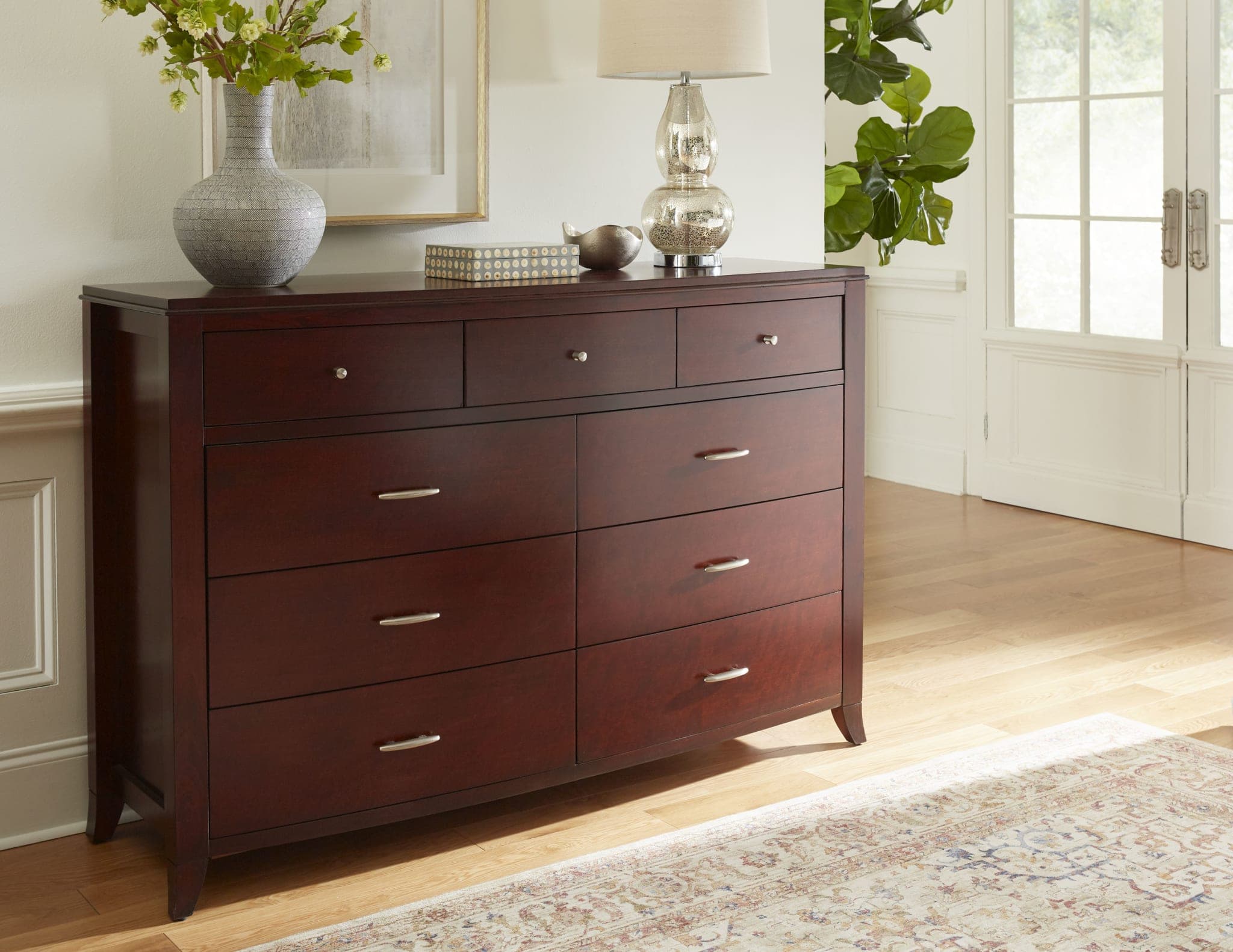 Modus Brighton Nine Drawer Dresser Chest & Mirror In Cinnamon FFE-1477 - Thumbnail 2