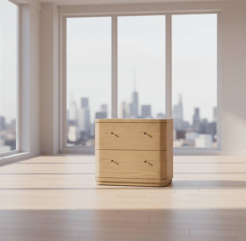Modus Penny Two Drawer White Ash Nightstand in Buff Cream FFE-1499