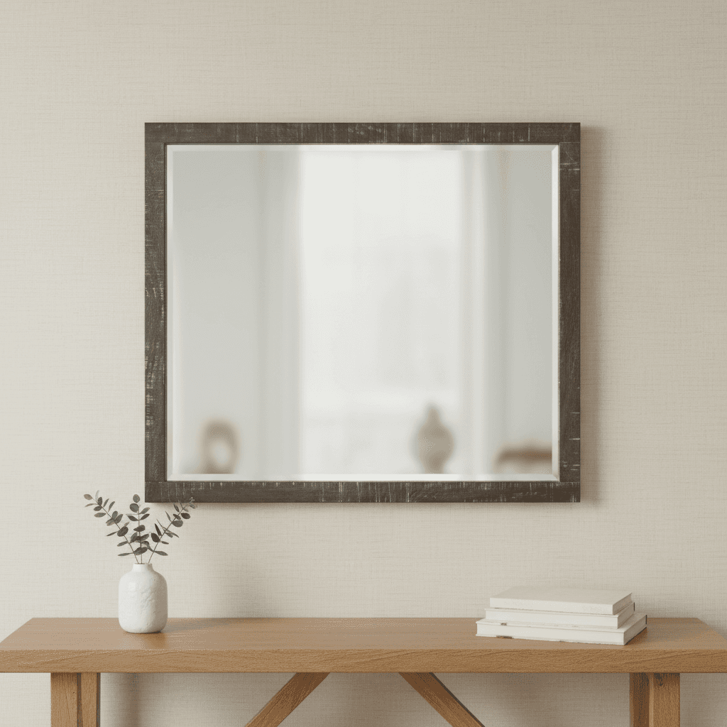 Modus Townsend Solid Wood Beveled Glass Mirror in Gunmetal FFE-1487