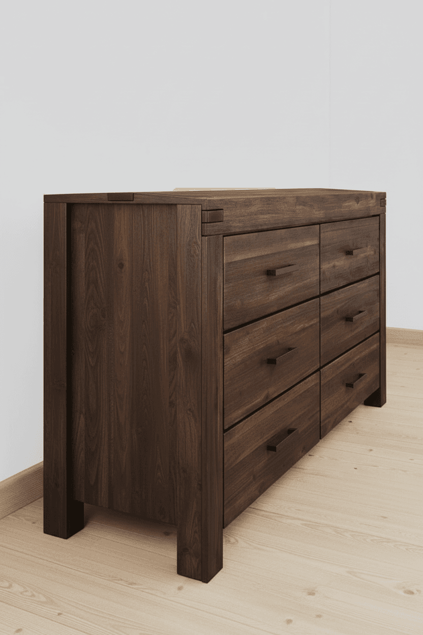Modus Meadow Six Drawer Solid Wood Dresser in Brick Brown 2 FFE-1496 - Thumbnail 3