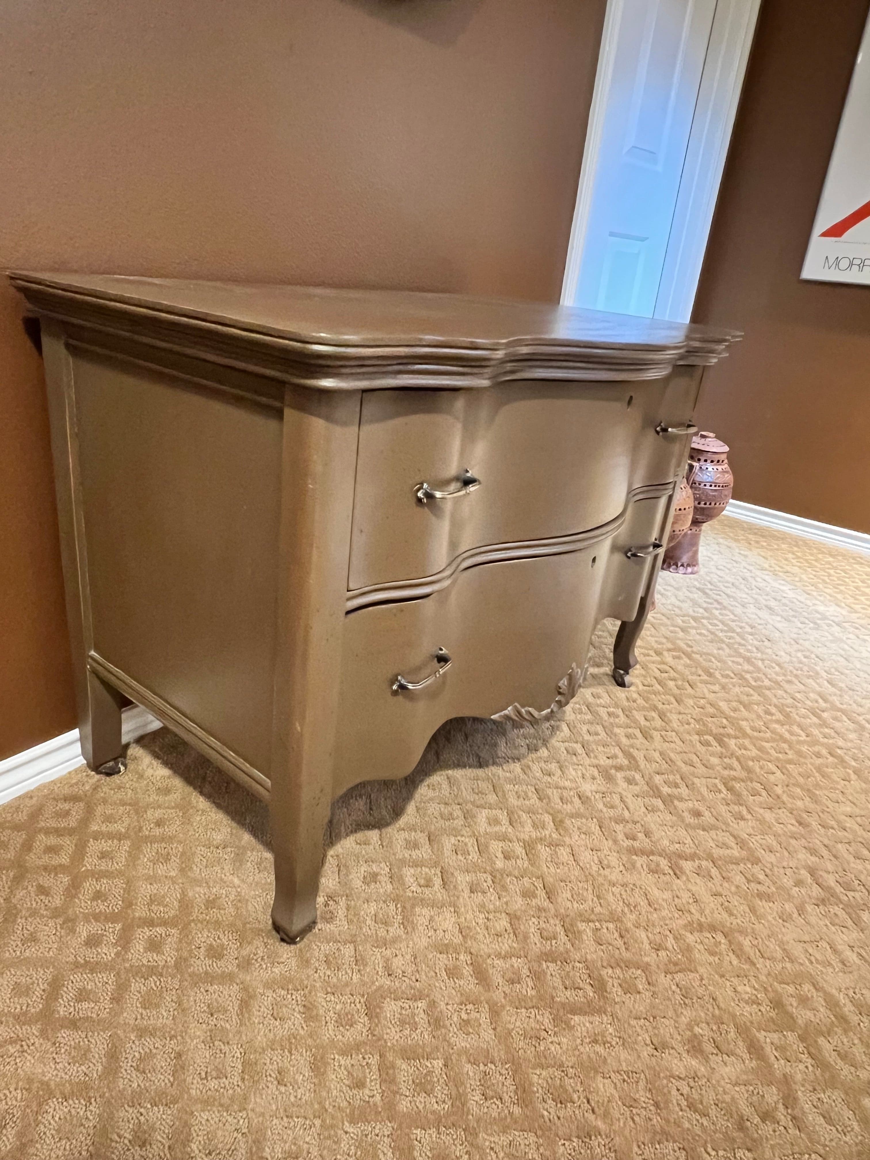 Vintage Serpentine Front Hand Painted Bronze Painted 2 Drawer Chest PD138-21 - Thumbnail 3