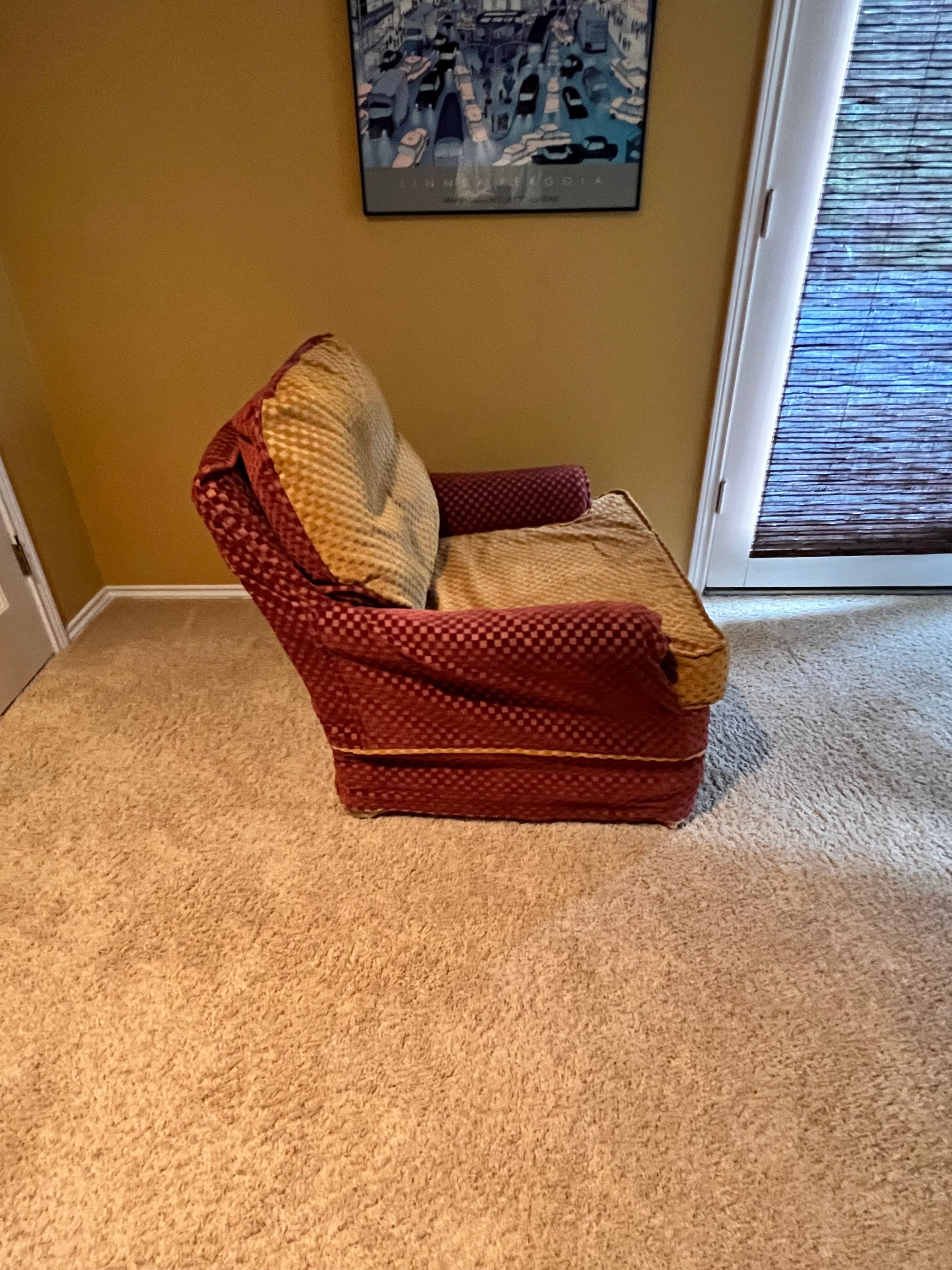 2 Woodmark Originals Mid Century Slip Covered Maroon Lounge Chairs PD138-34 - Thumbnail 6