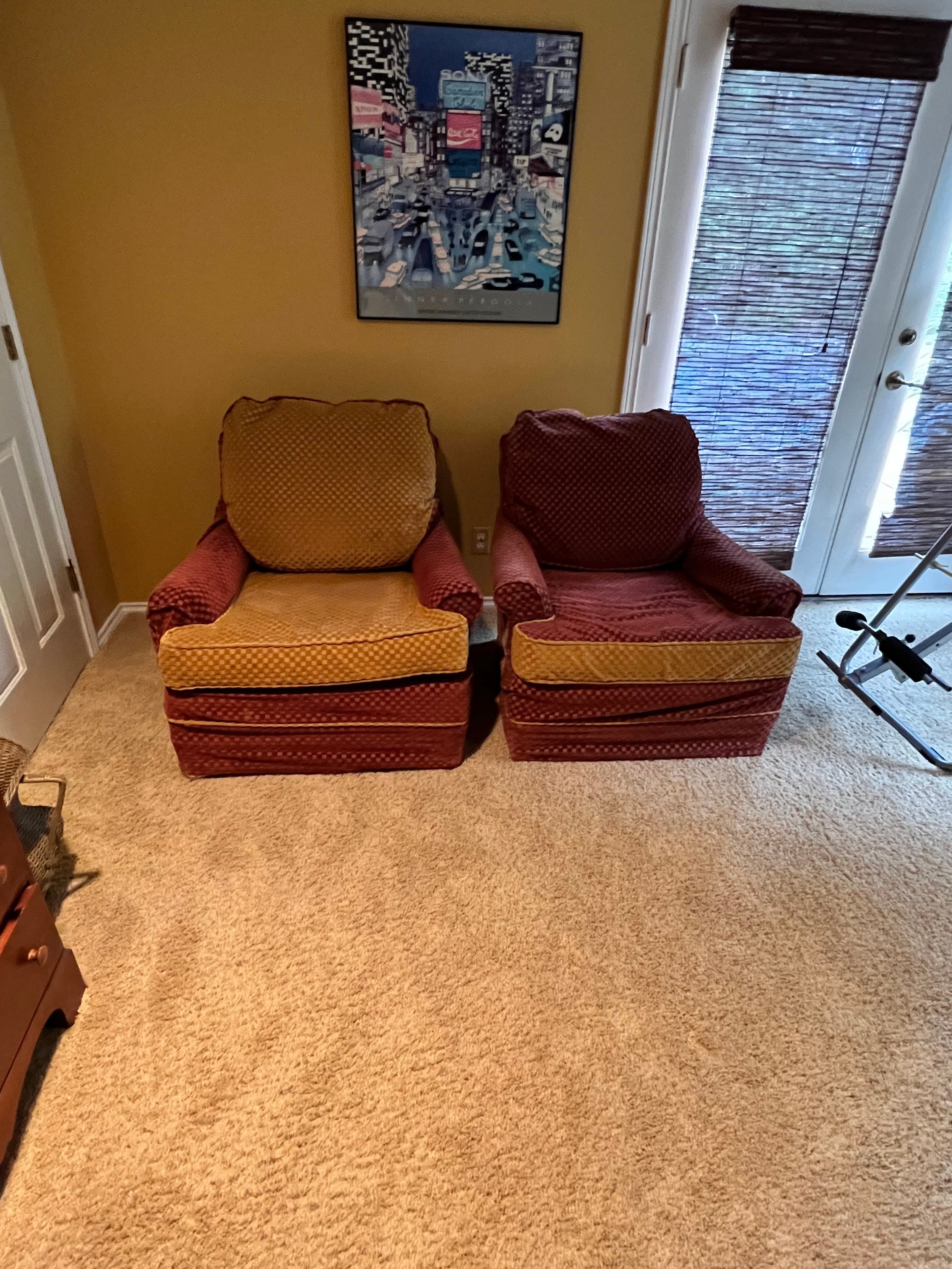 2 Woodmark Originals Mid Century Slip Covered Maroon Lounge Chairs PD138-34 - Thumbnail 4