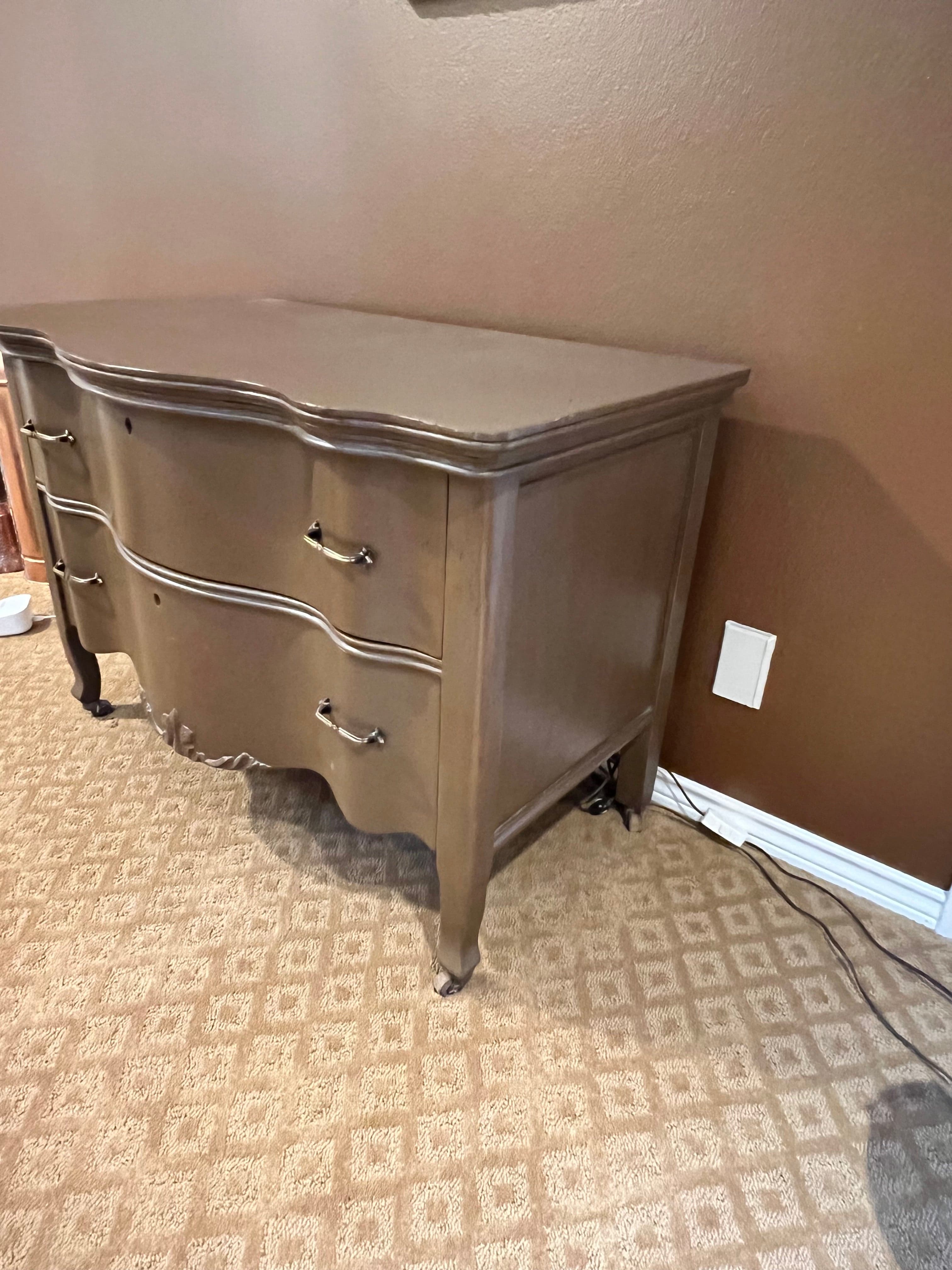 Vintage Serpentine Front Hand Painted Bronze Painted 2 Drawer Chest PD138-21 - Thumbnail 4