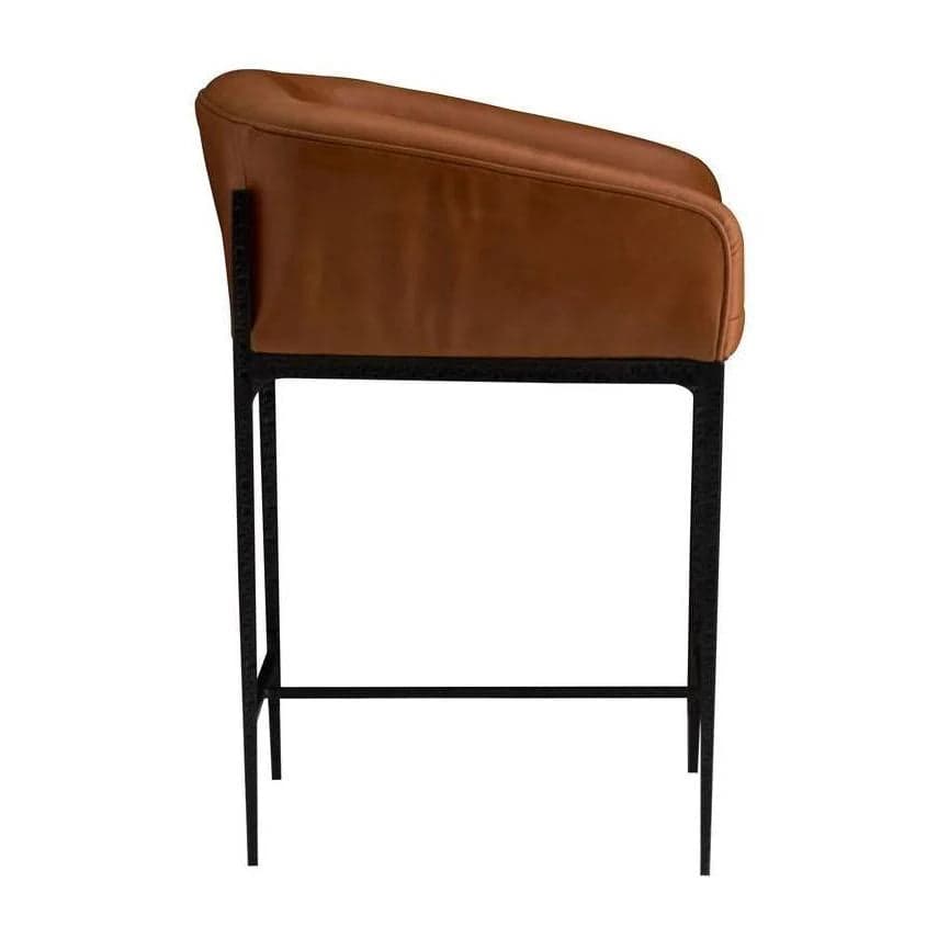 AH Home Osbourne Barrel Back Russet Brown Leather Counter Stool FFE-1532 - Thumbnail 5