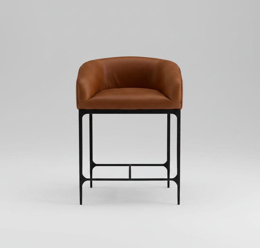 AH Home Osbourne Barrel Back Russet Brown Leather Counter Stool FFE-1532