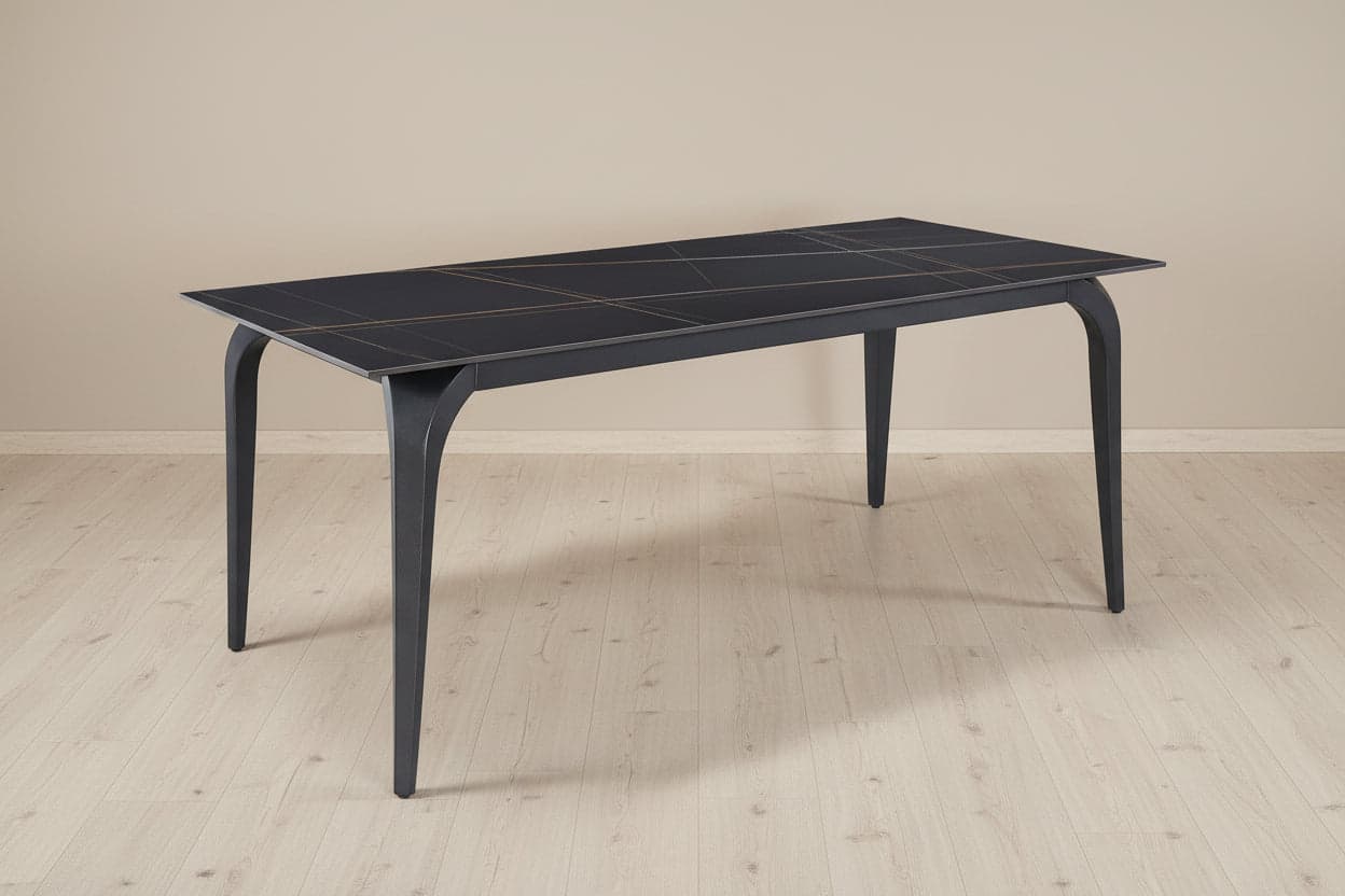 Modus Nicoya Stone Top Rectangular Dining Table in Black Stone & Black Metal FFE-1504 - Thumbnail 2