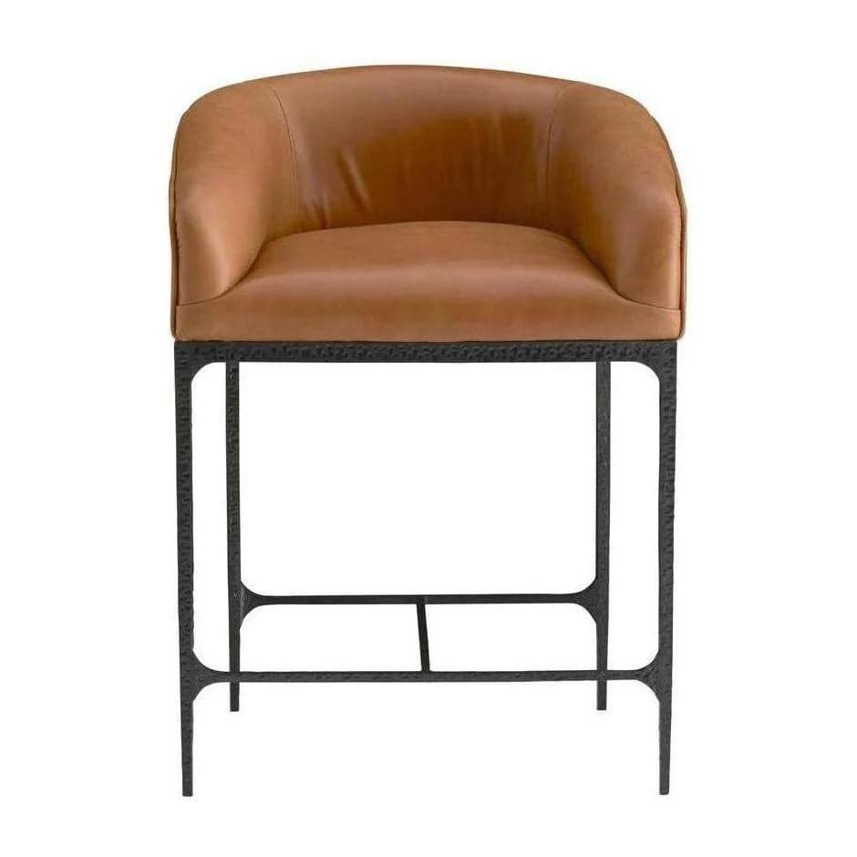 AH Home Osbourne Barrel Back Russet Brown Leather Counter Stool FFE-1532 - Thumbnail 3