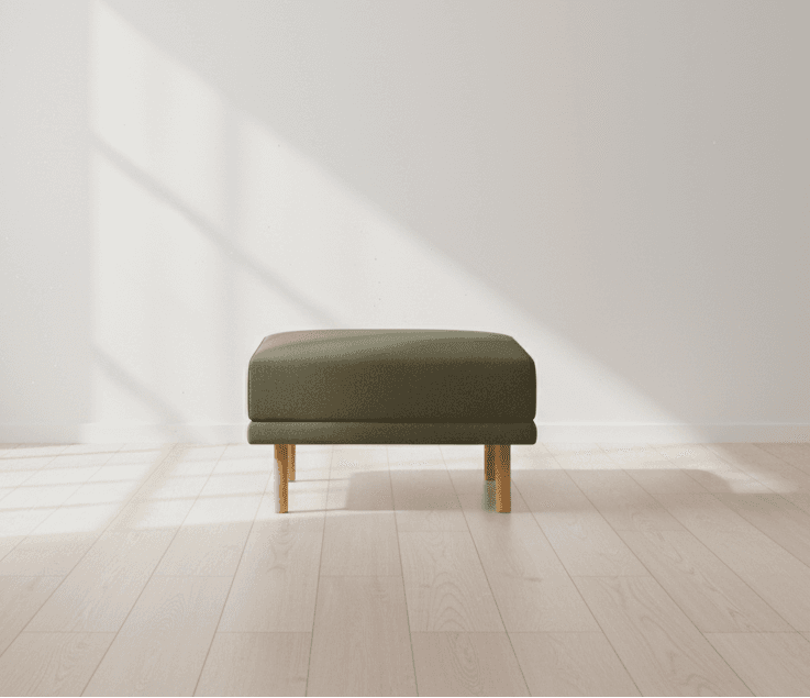 Burrow Range Ottoman Moss Green - Performance Flatweave / Walnut - Wood FFE-1529