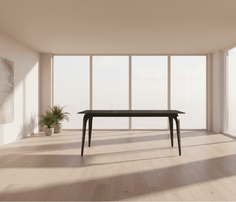 Modus Nicoya Stone Top Rectangular Dining Table in Black Stone & Black Metal FFE-1504