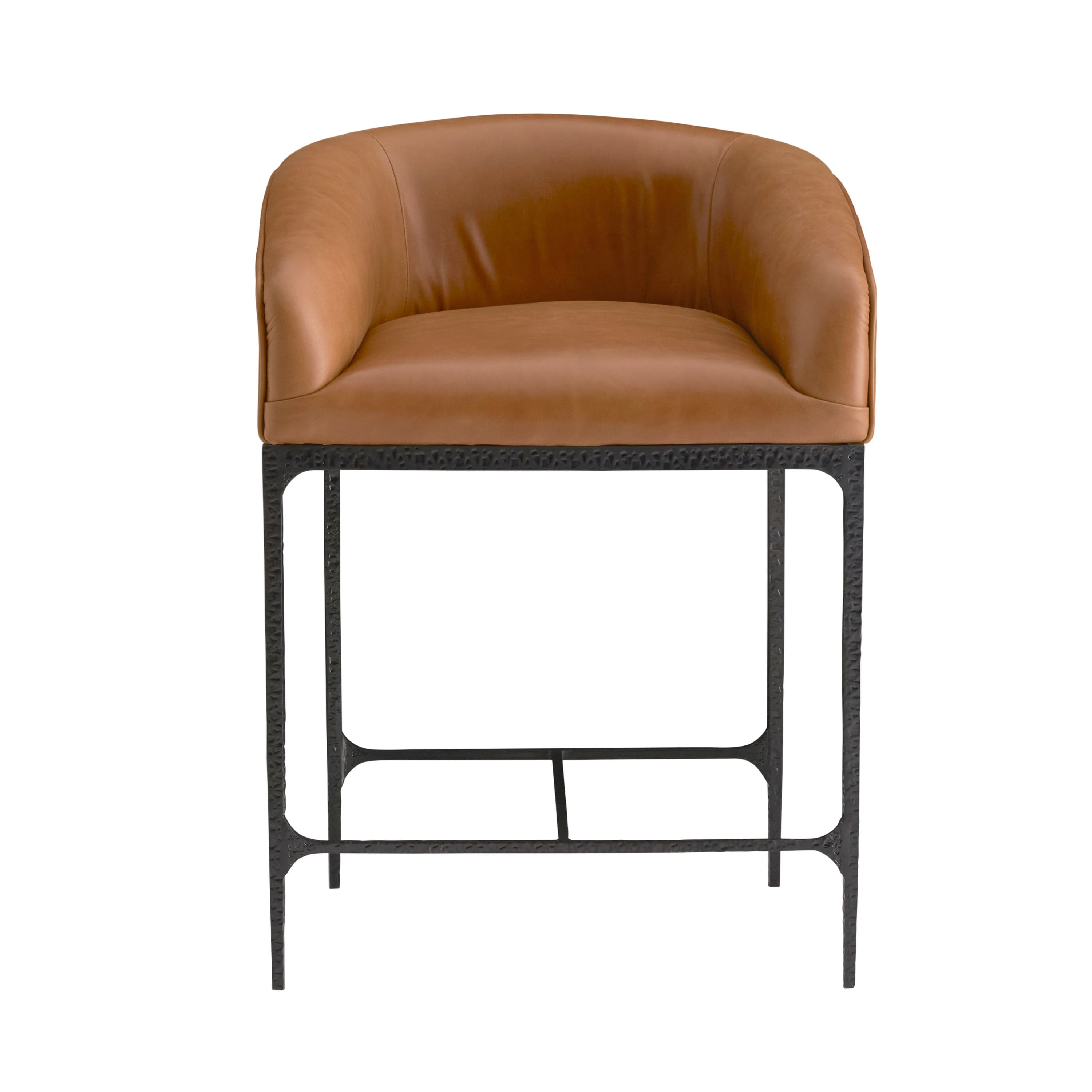 AH Home Osbourne Barrel Back Russet Brown Leather Counter Stool FFE-1532 - Thumbnail 4